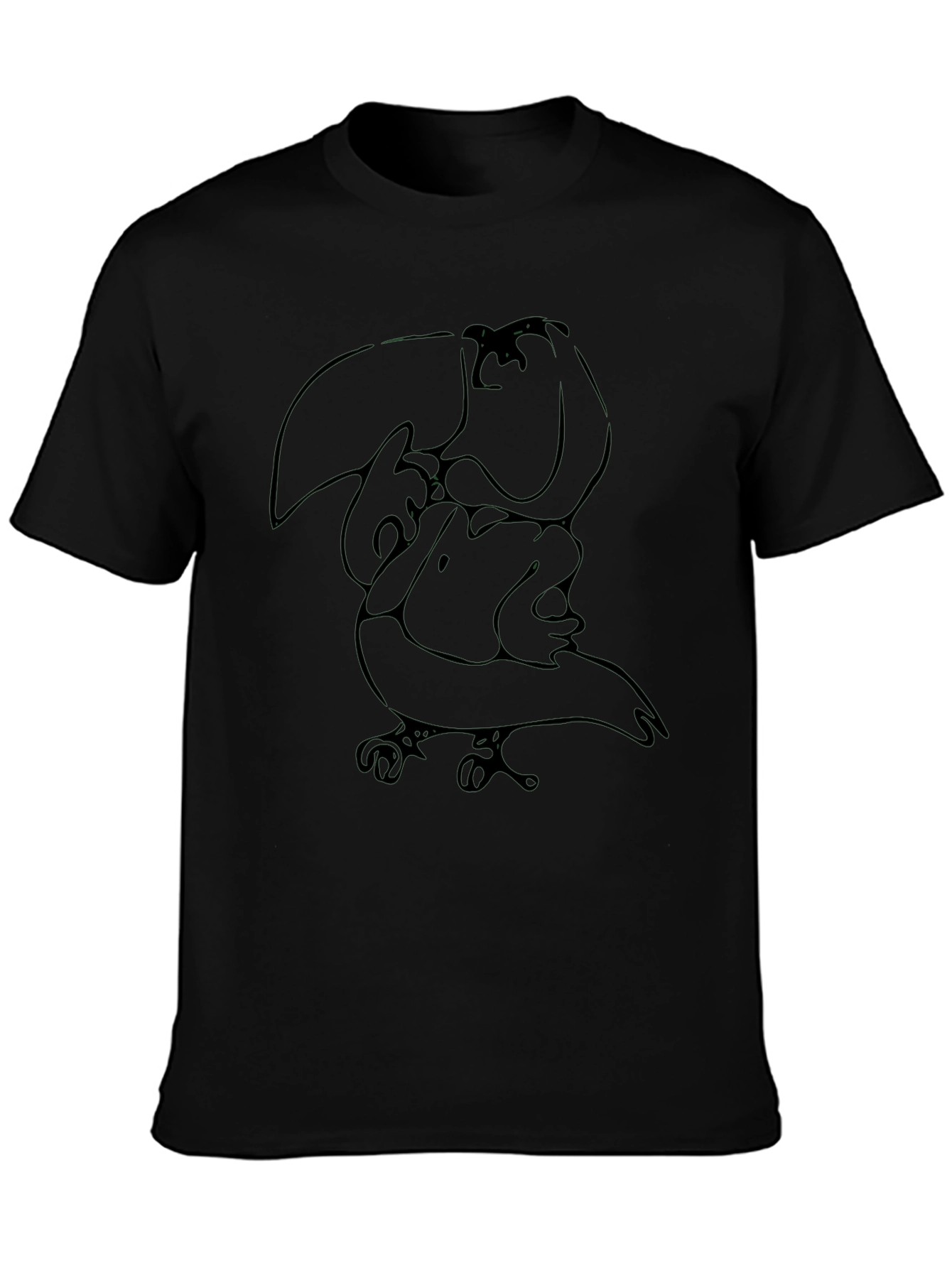 Abstract Toucan Graphic Tee - Black Cotton Casual Shirt