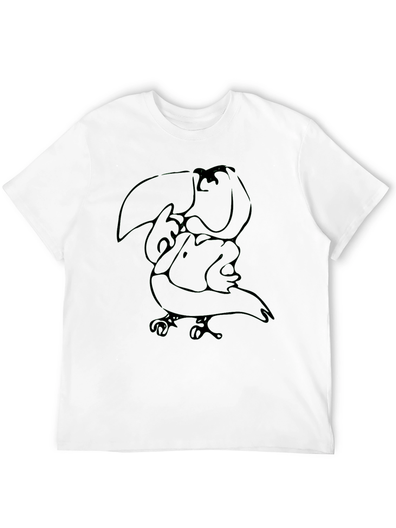 Abstract Toucan Graphic Tee - Black Cotton Casual Shirt