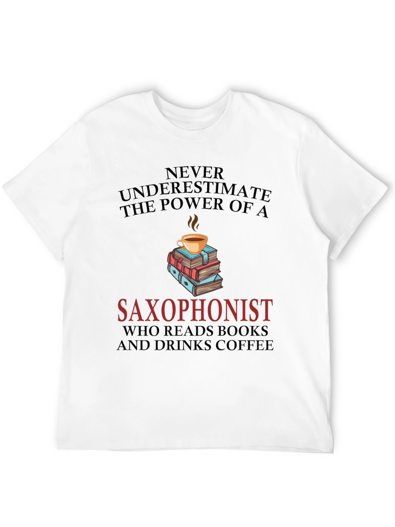 Saxophonist Coffee & Books Graphic Tee