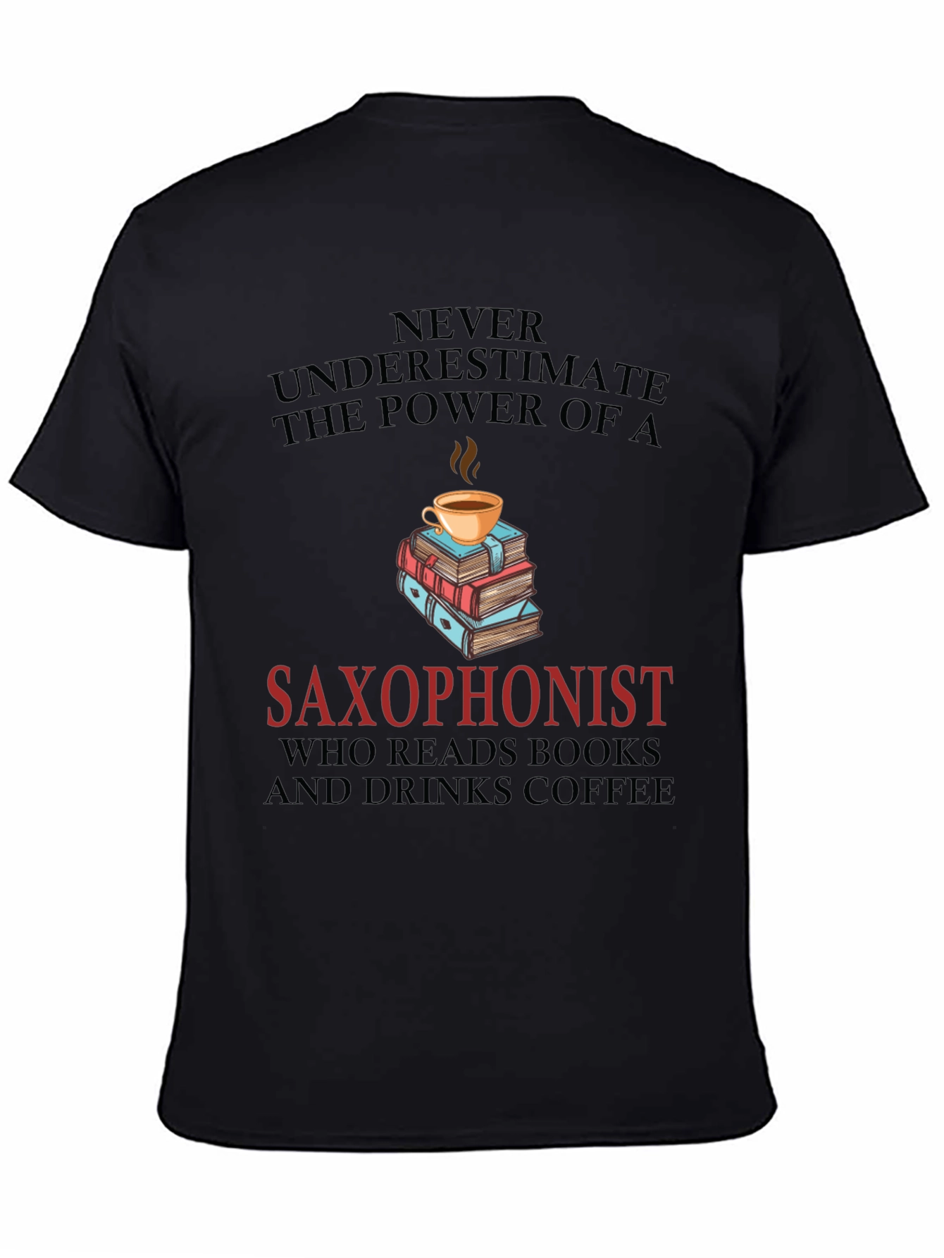 Saxophonist Coffee & Books Graphic Tee