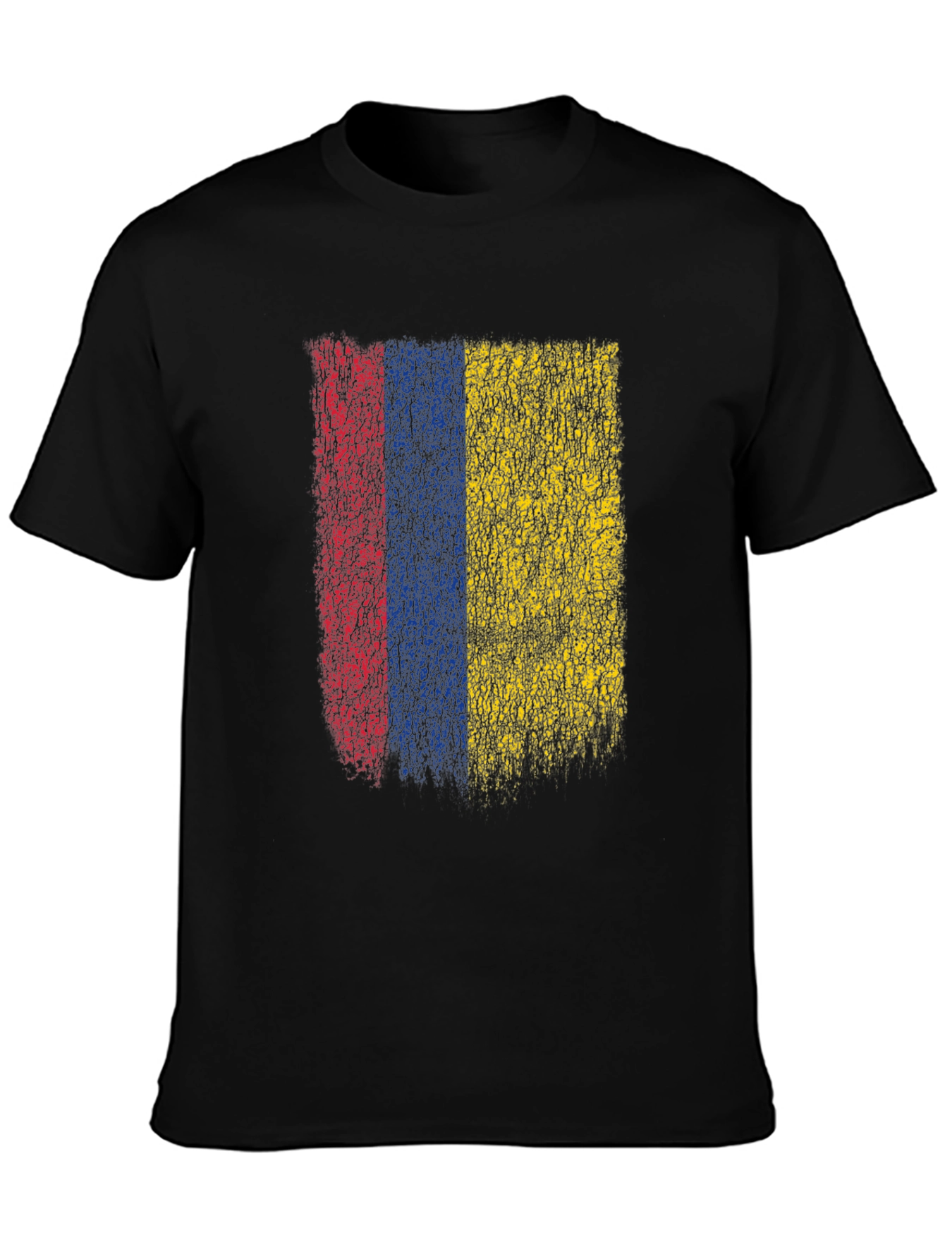 Colombia Flag Grunge Graphic T-Shirt - Black Cotton Tee