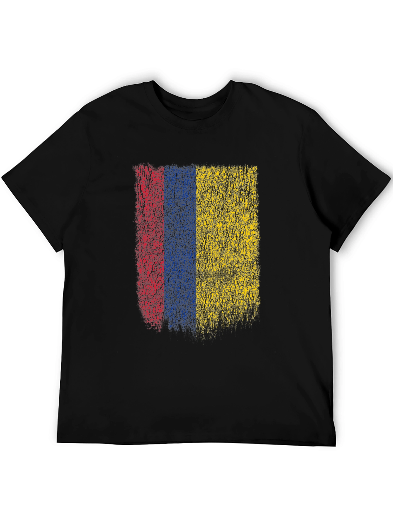 Colombia Flag Grunge Graphic T-Shirt - Black Cotton Tee