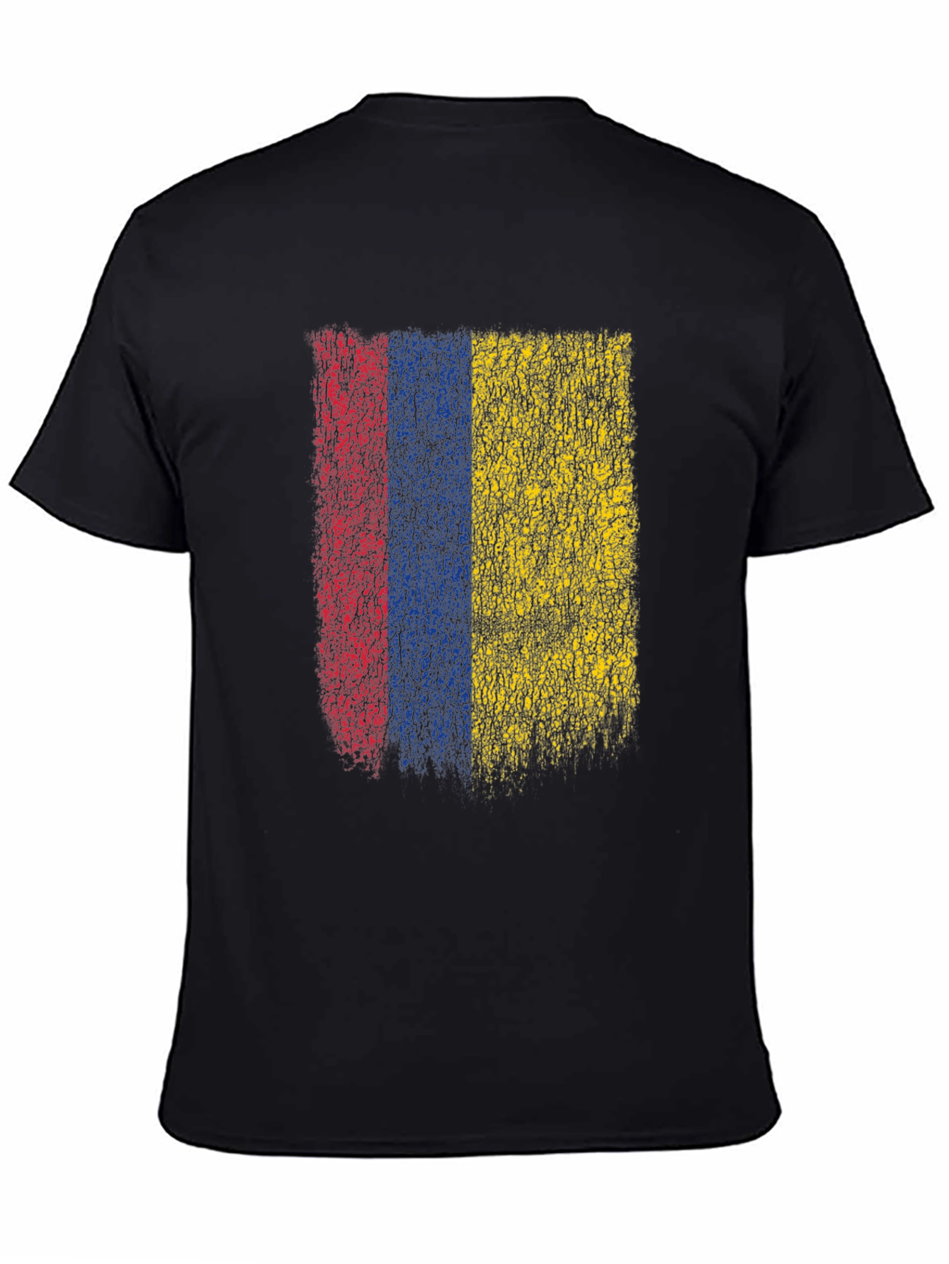 Colombia Flag Grunge Graphic T-Shirt - Black Cotton Tee
