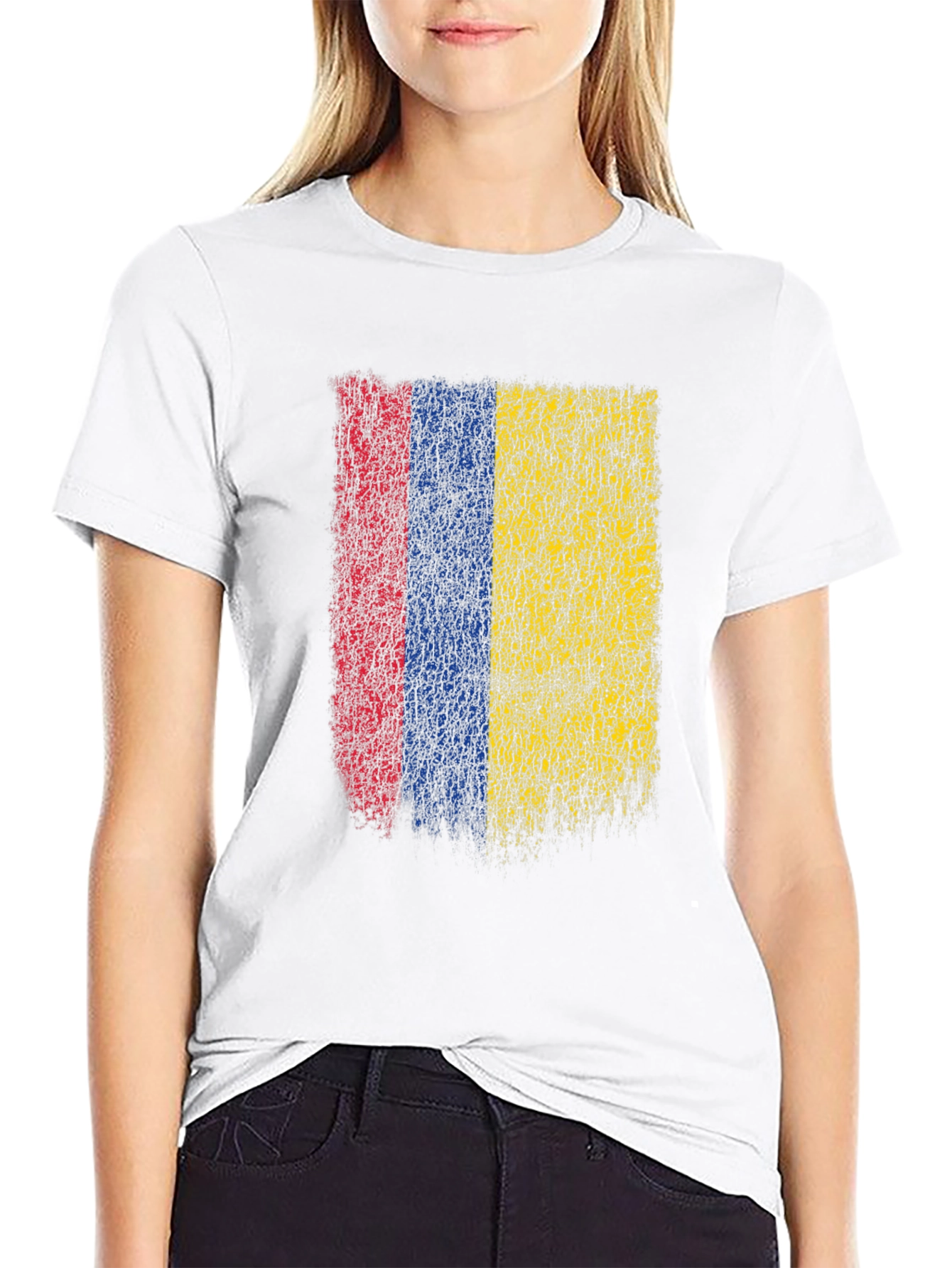 Colombia Flag Grunge Graphic T-Shirt - Black Cotton Tee