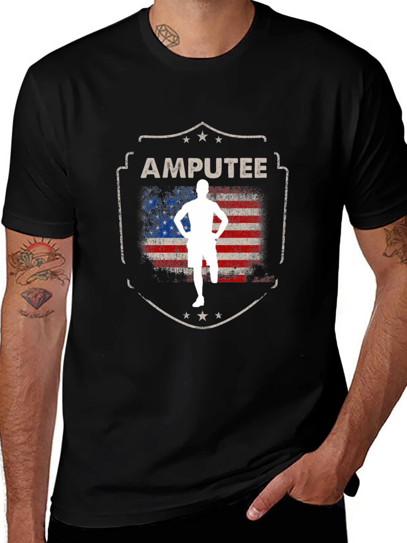 Amputee Patriotic USA Flag T-Shirt