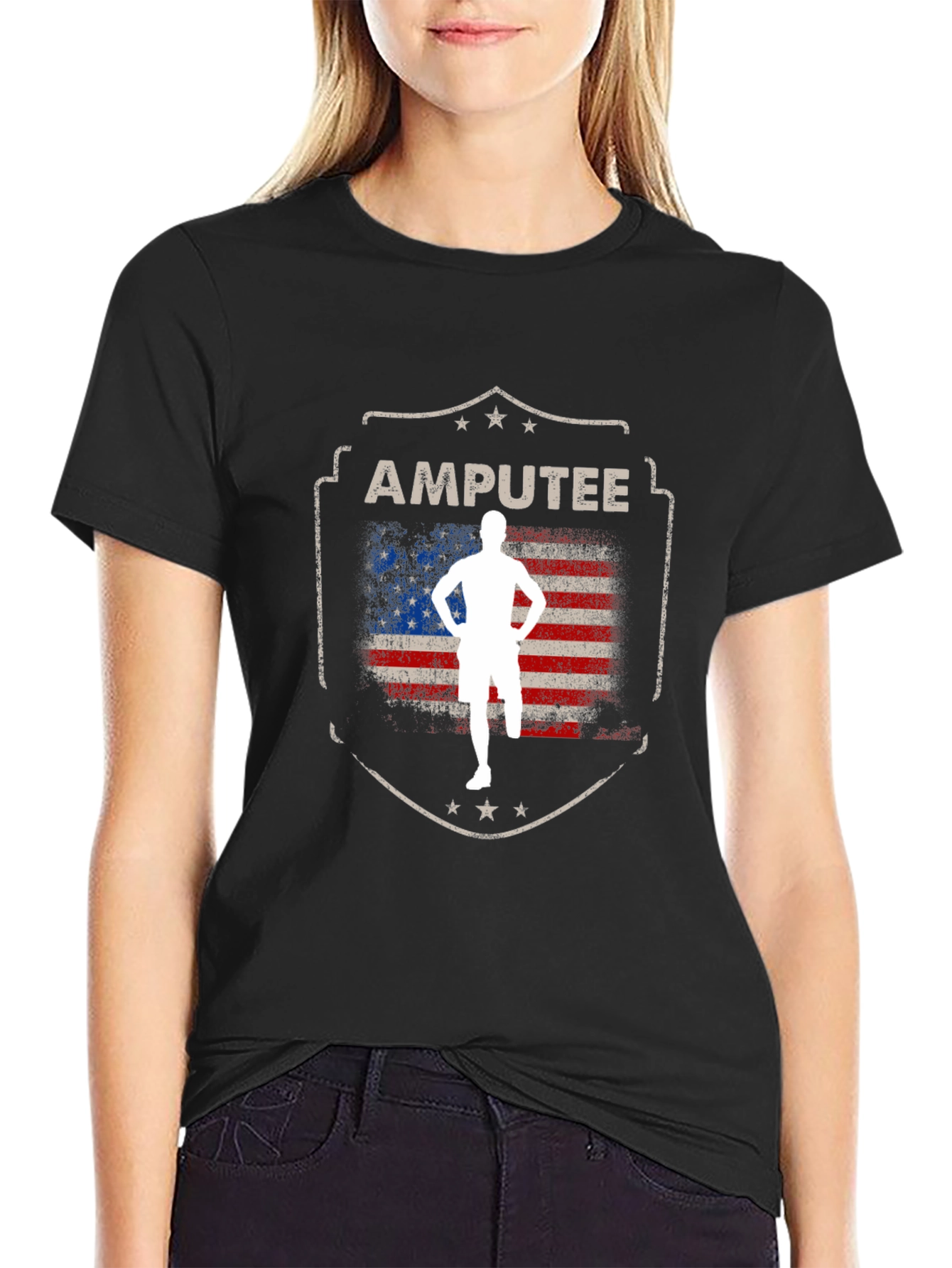 Amputee Patriotic USA Flag T-Shirt
