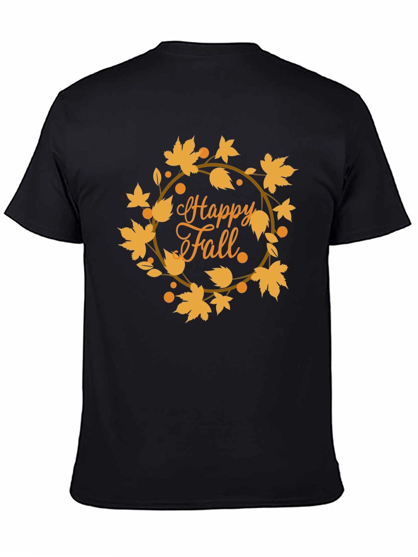 Happy Fall Leaves Graphic Tee - Black