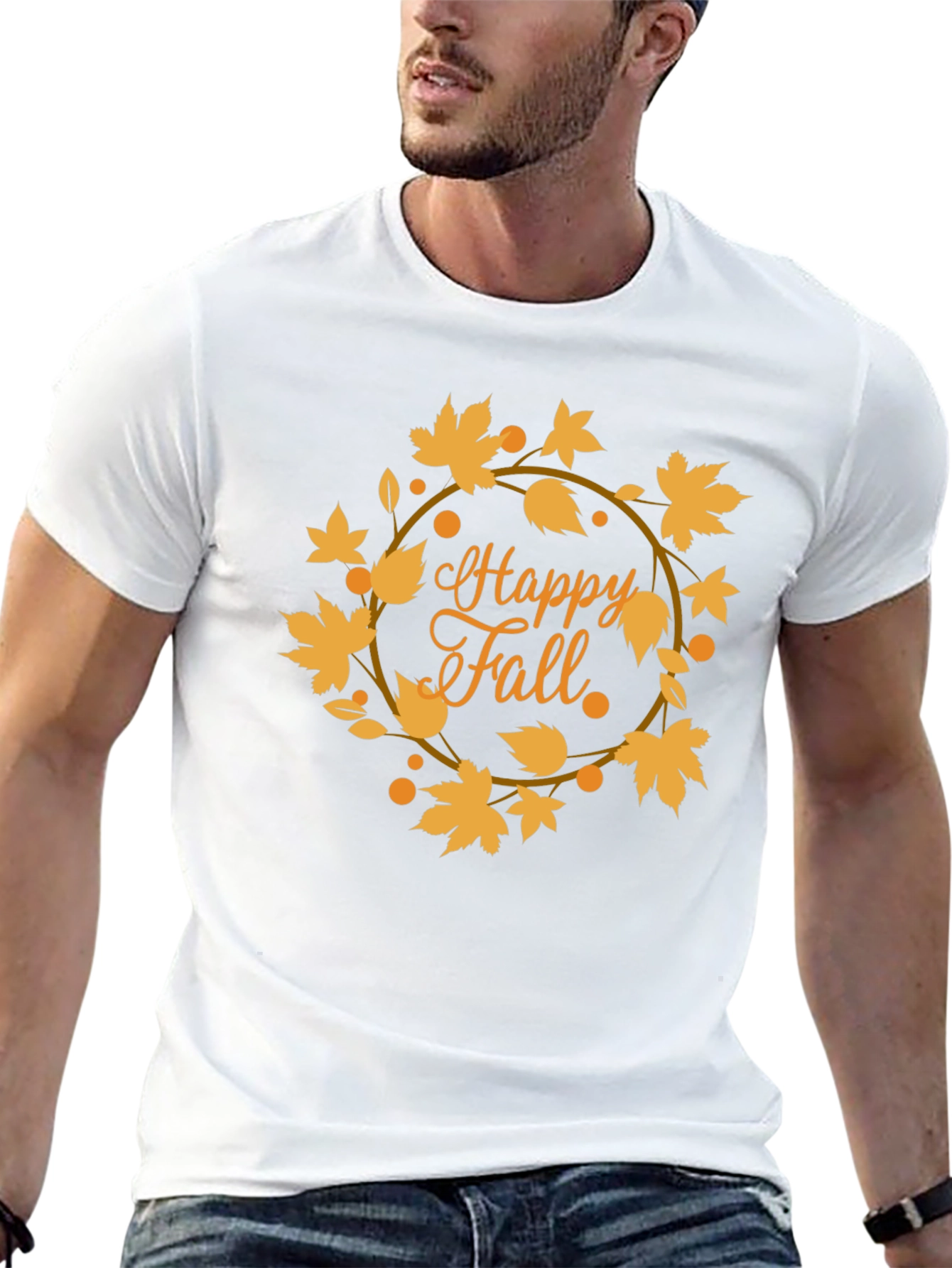 Happy Fall Leaves Graphic Tee - Black