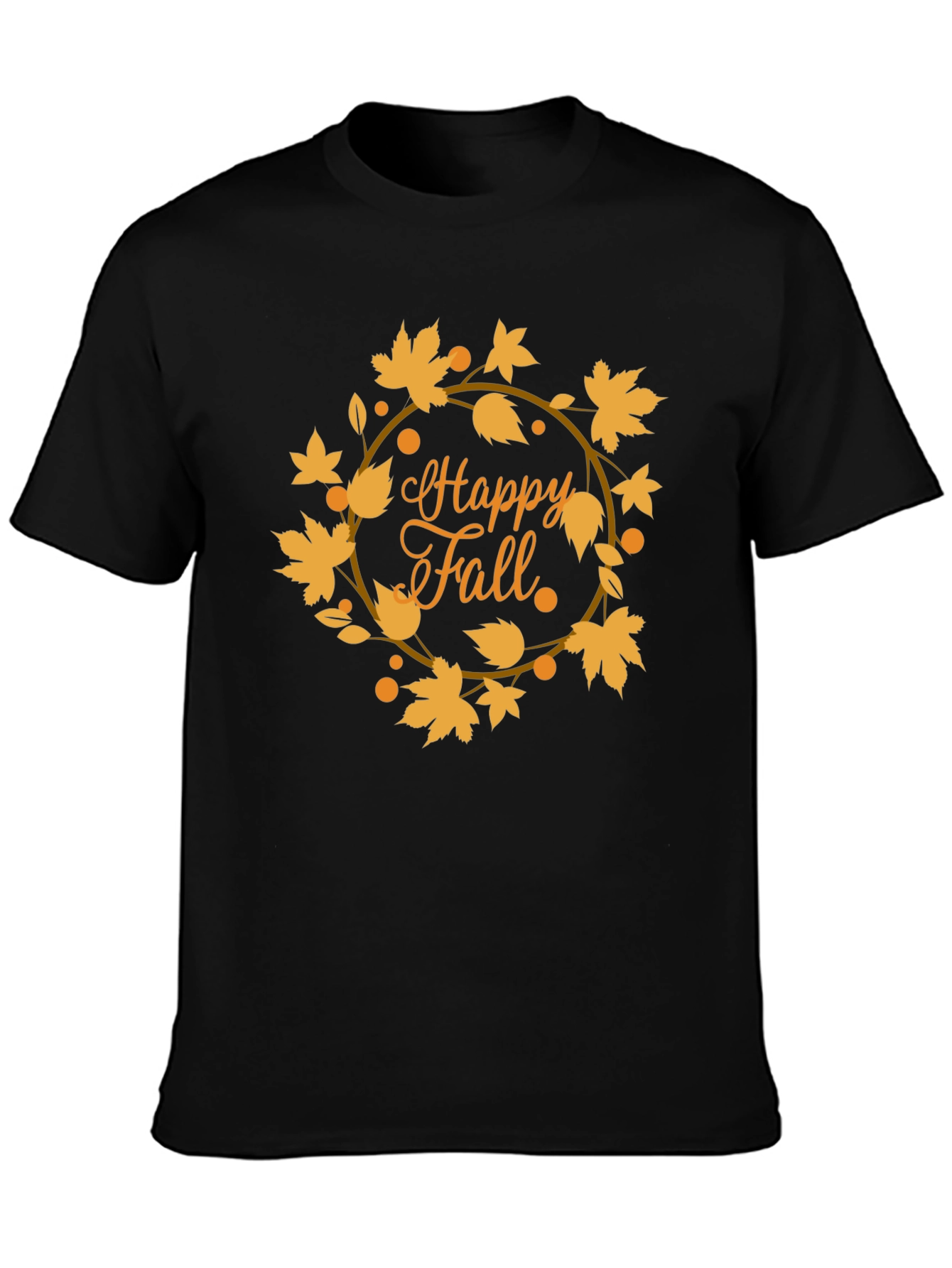 Happy Fall Leaves Graphic Tee - Black