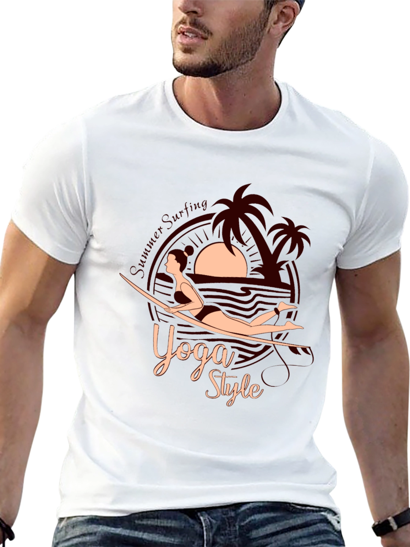 Yoga Style Summer Surfing Graphic Tee