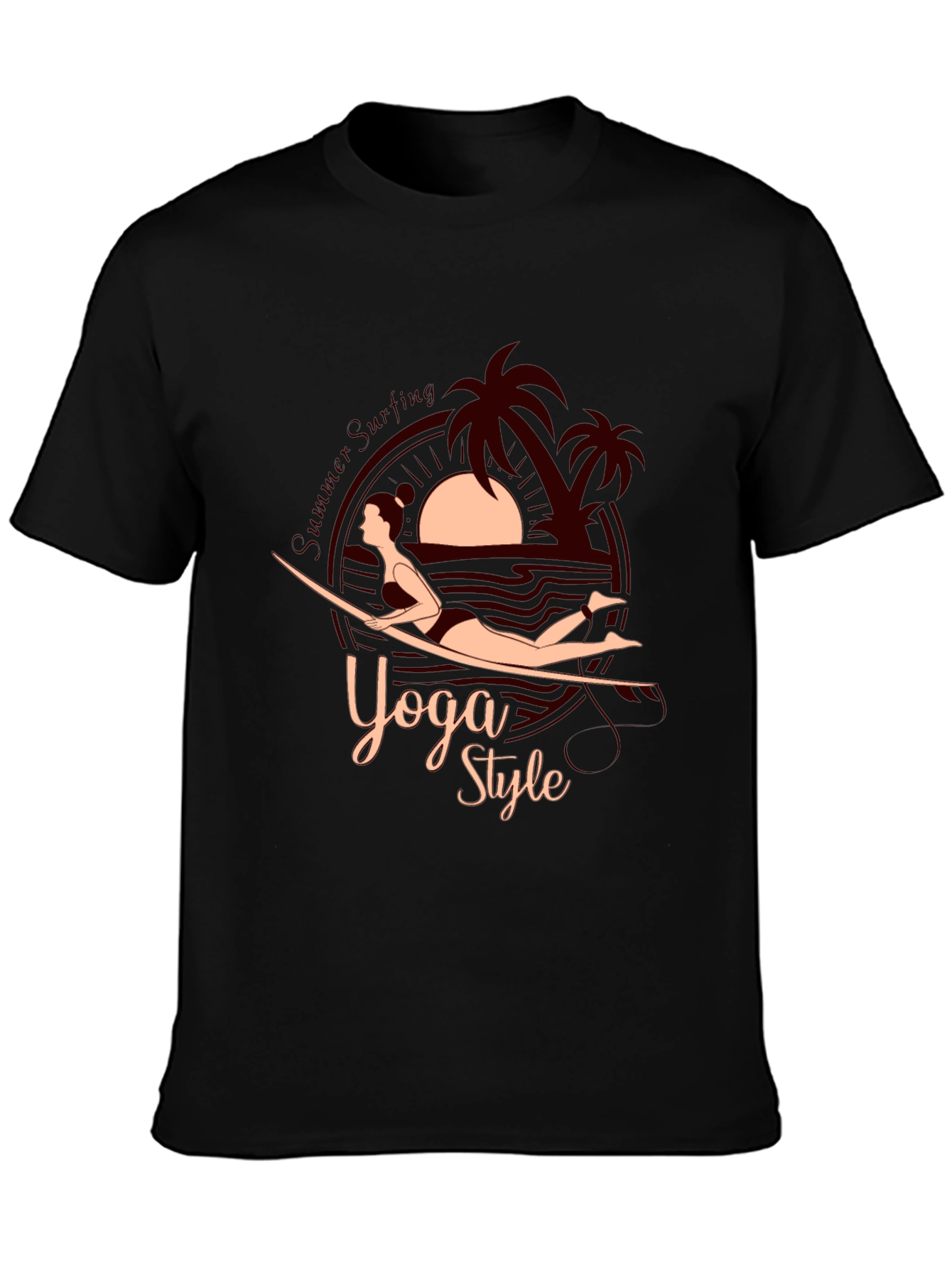 Yoga Style Summer Surfing Graphic Tee