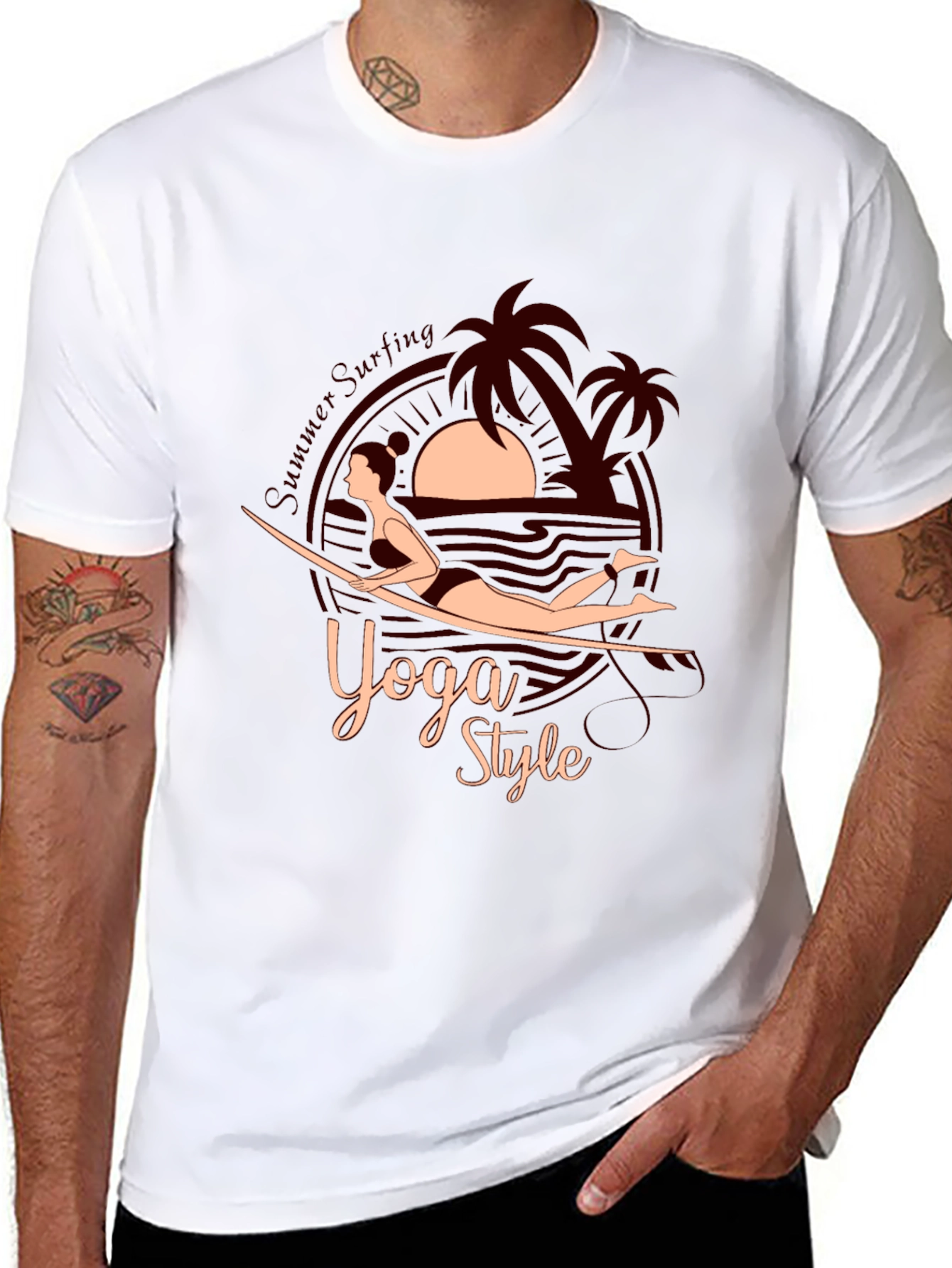 Yoga Style Summer Surfing Graphic Tee