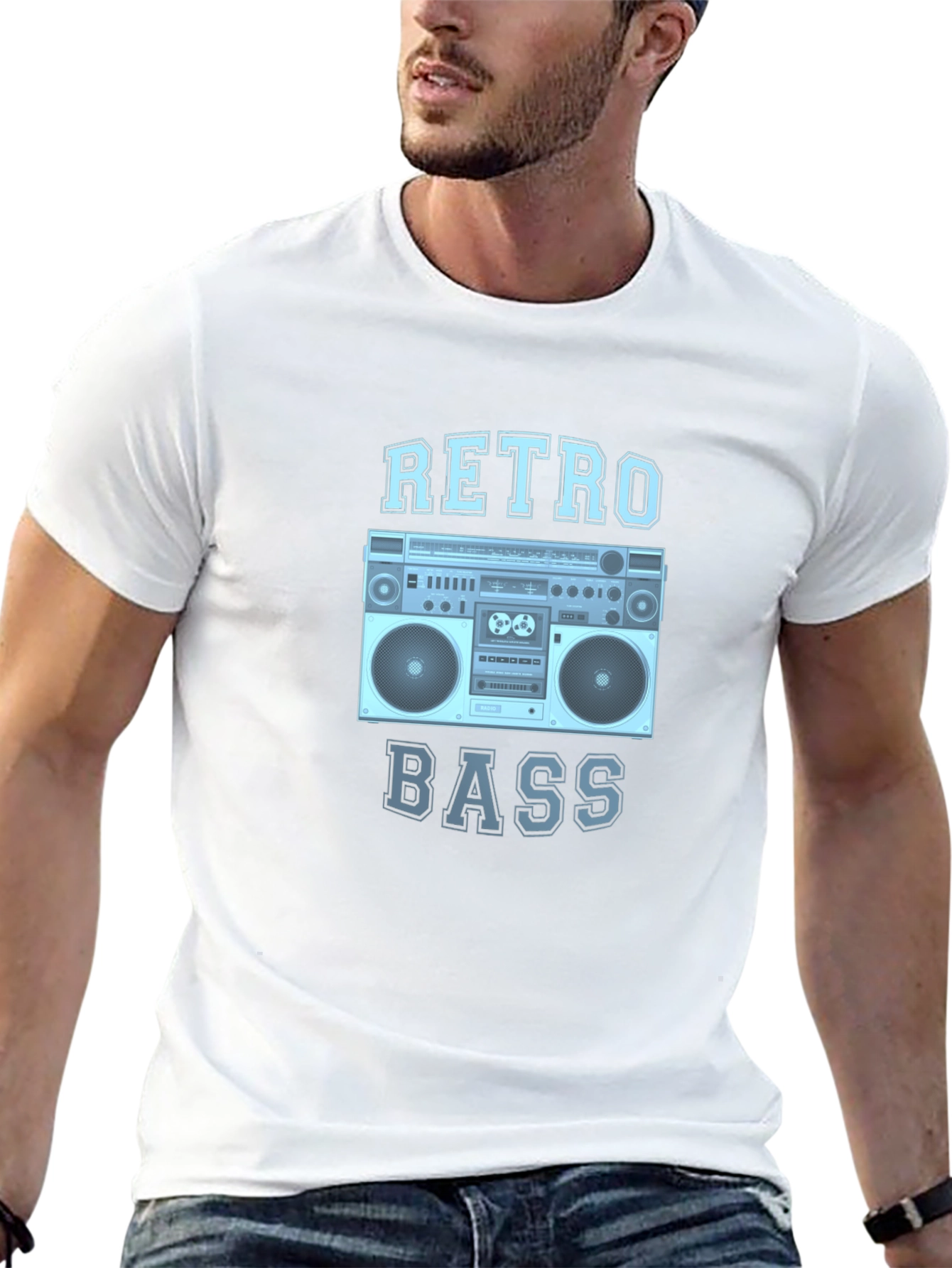 Retro Bass Boombox Graphic Tee - Classic Style