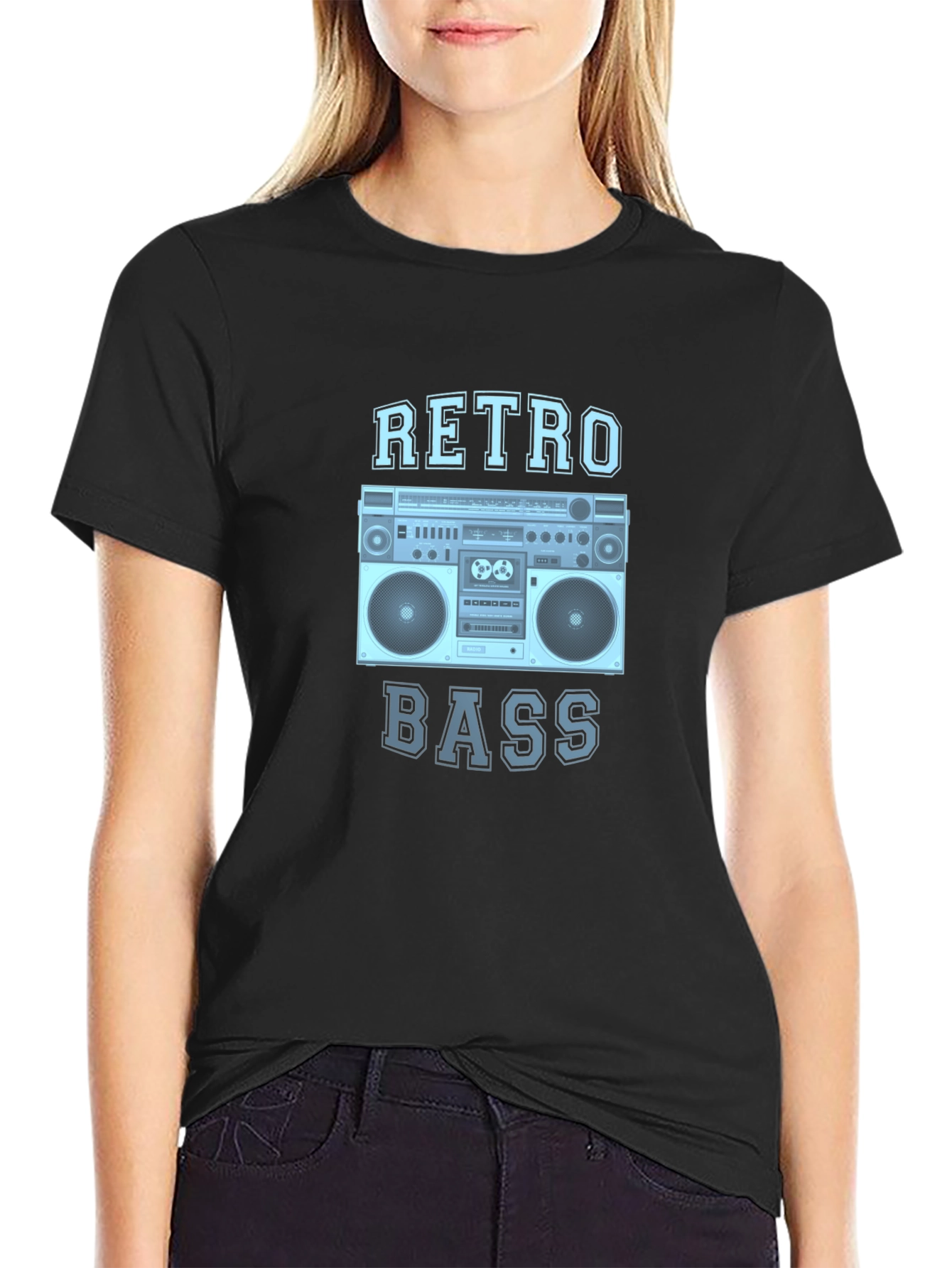 Retro Bass Boombox Graphic Tee - Classic Style