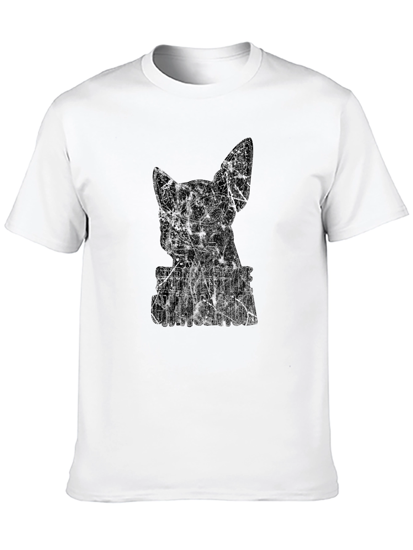 Street Style Chihuahua Graphic Tee - Black