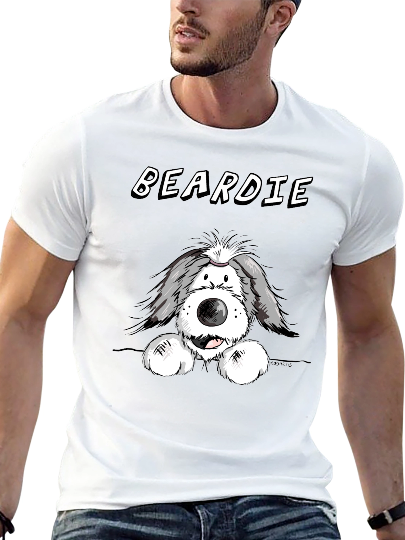 Beardie Dog T-Shirt - Black