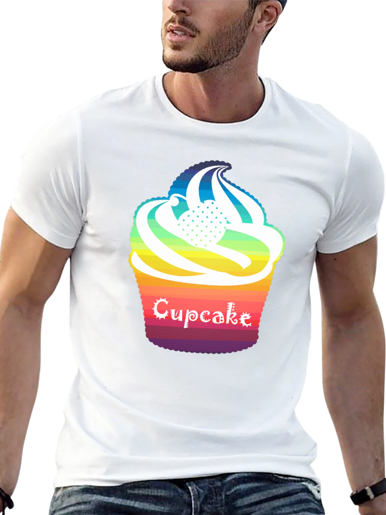 Rainbow Cupcake Graphic T-Shirt - Unique Design