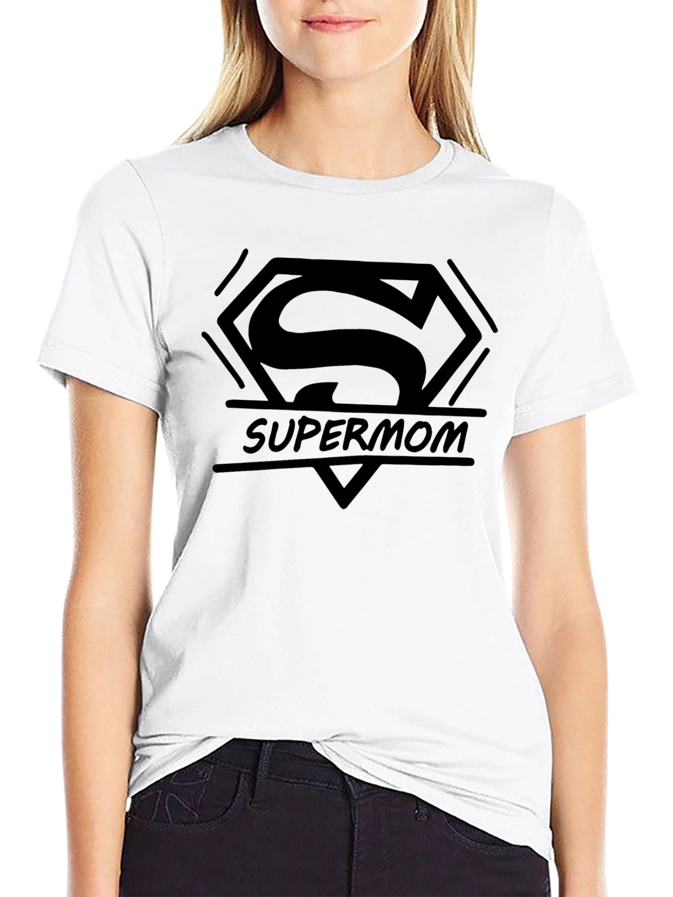 Supermom T-Shirt - Black Superman Logo