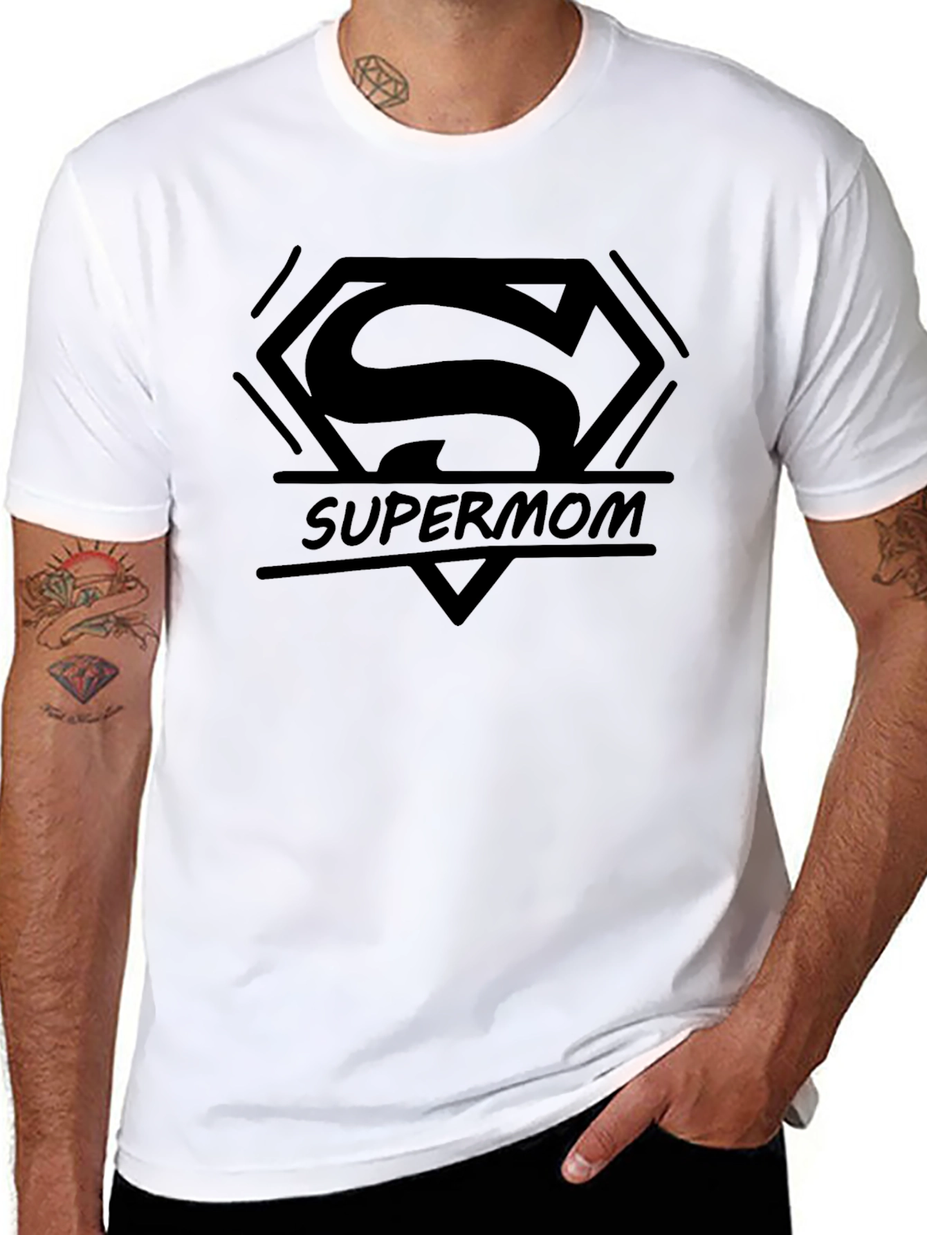 Supermom T-Shirt - Black Superman Logo