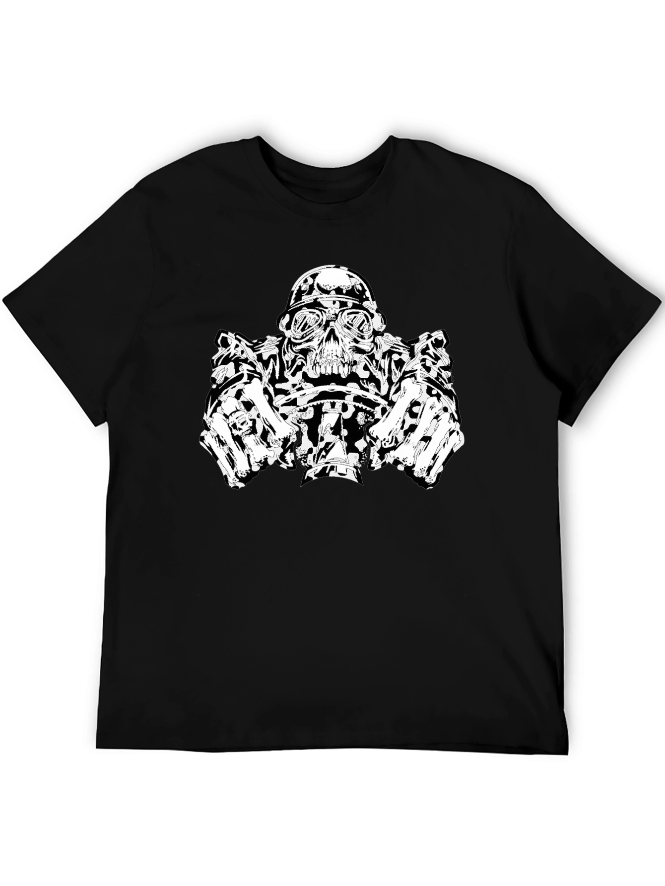 Skull Biker T-Shirt - Black Graphic Tee