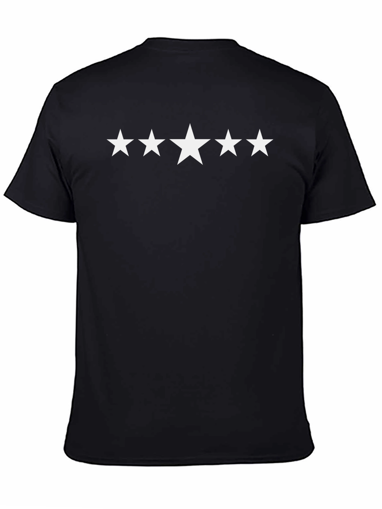 5 Star Black Cotton T-Shirt - Casual Style