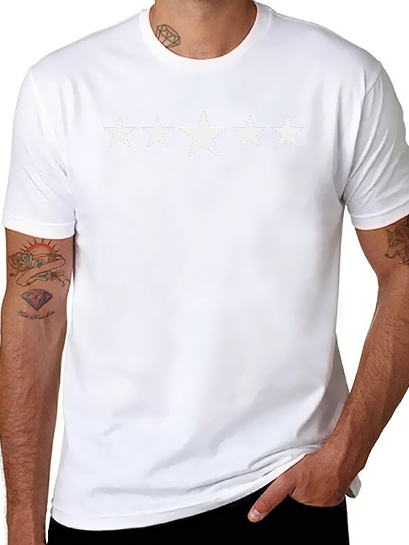 5 Star Black Cotton T-Shirt - Casual Style