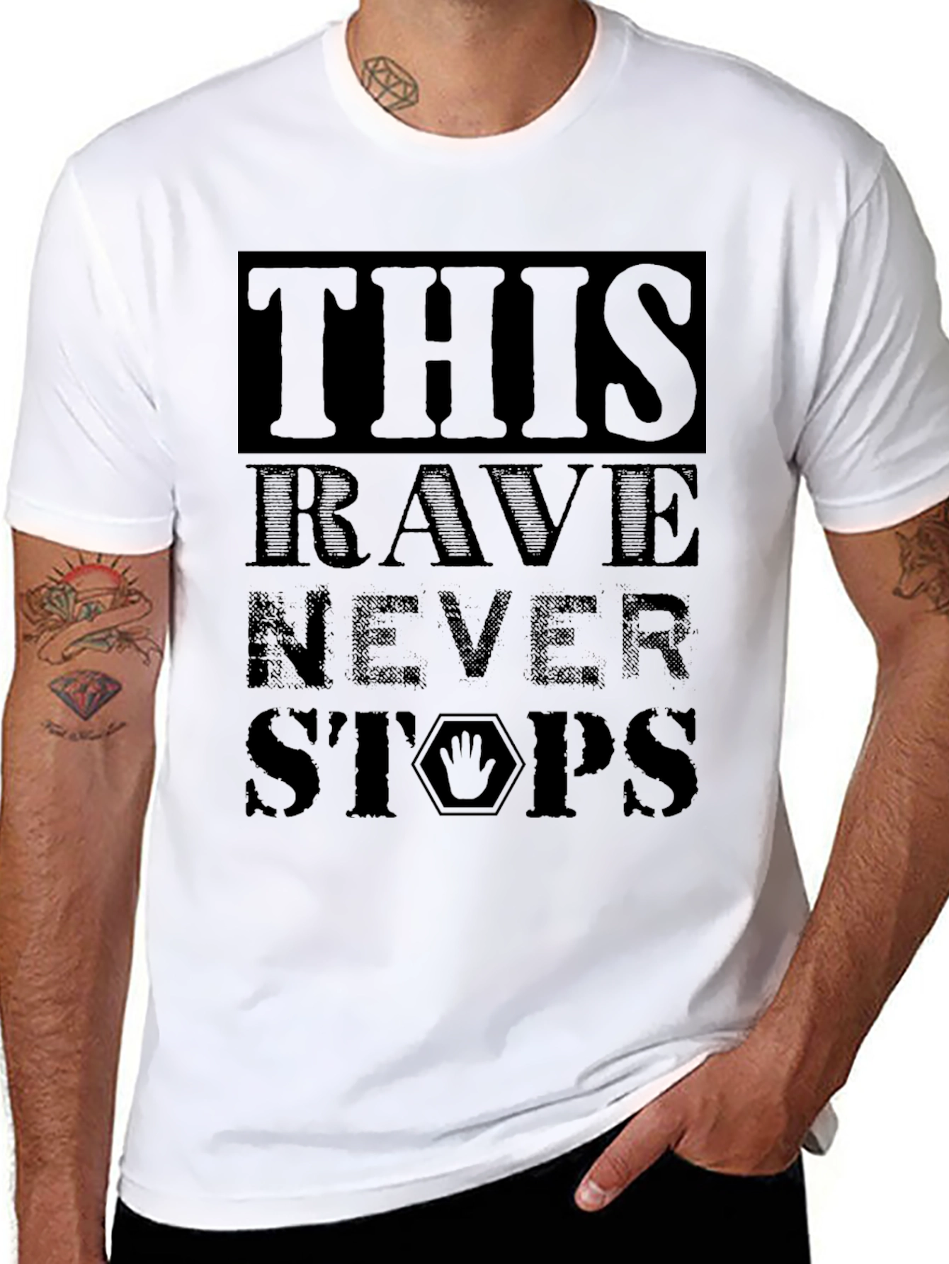 This Rave Never Stops Black Graphic T-Shirt