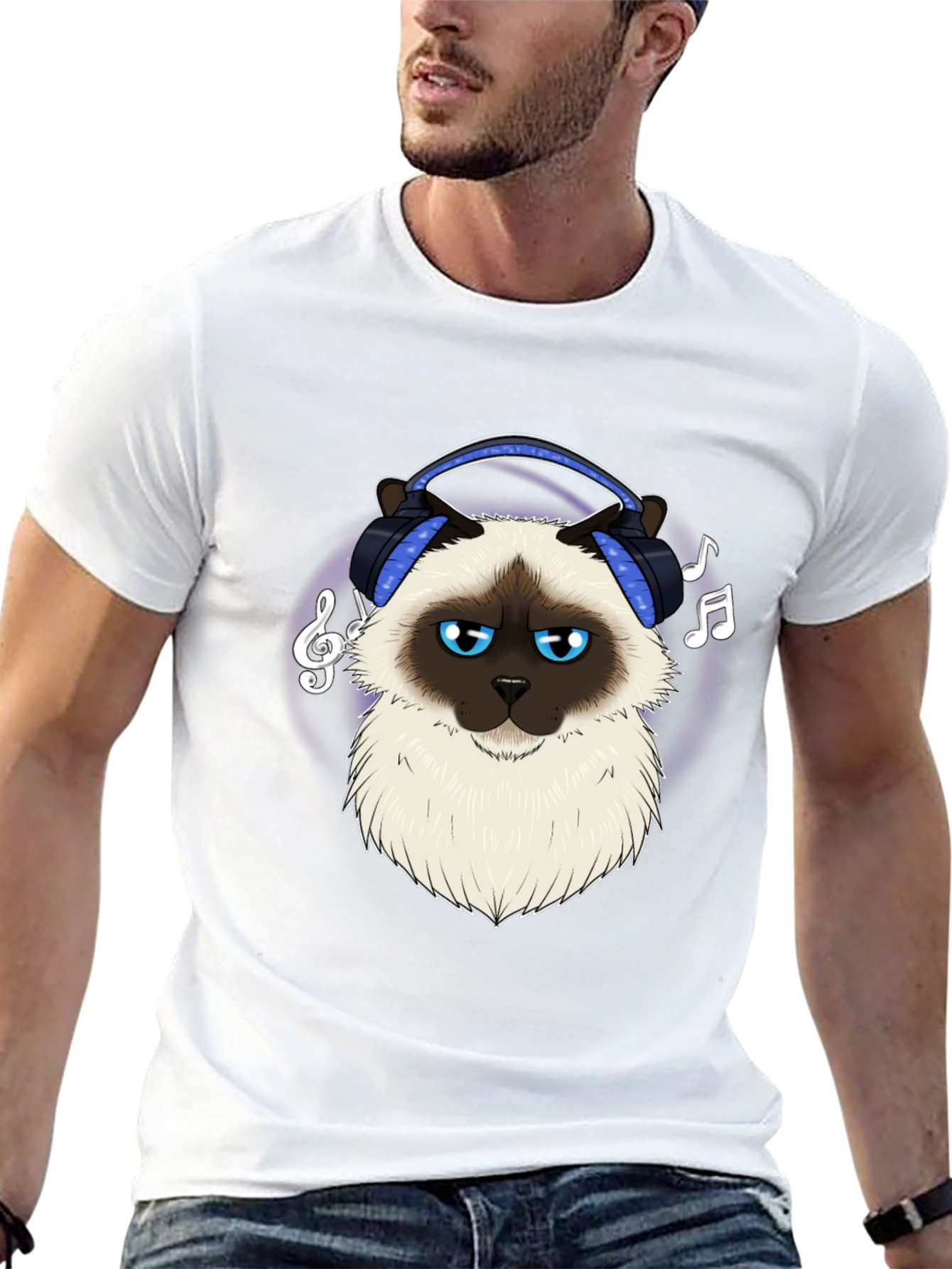 Cool Cat Headphones Graphic T-Shirt