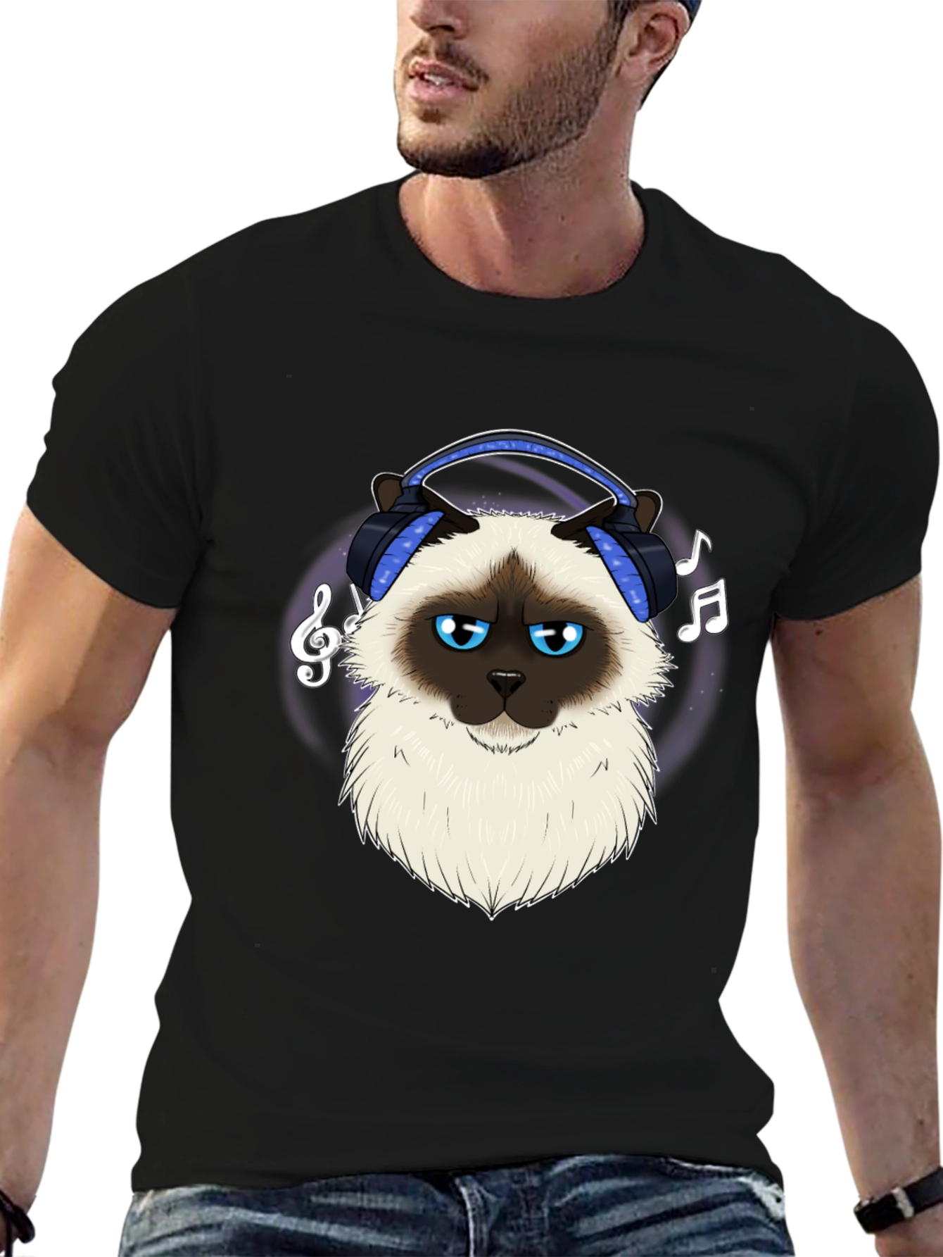Cool Cat Headphones Graphic T-Shirt