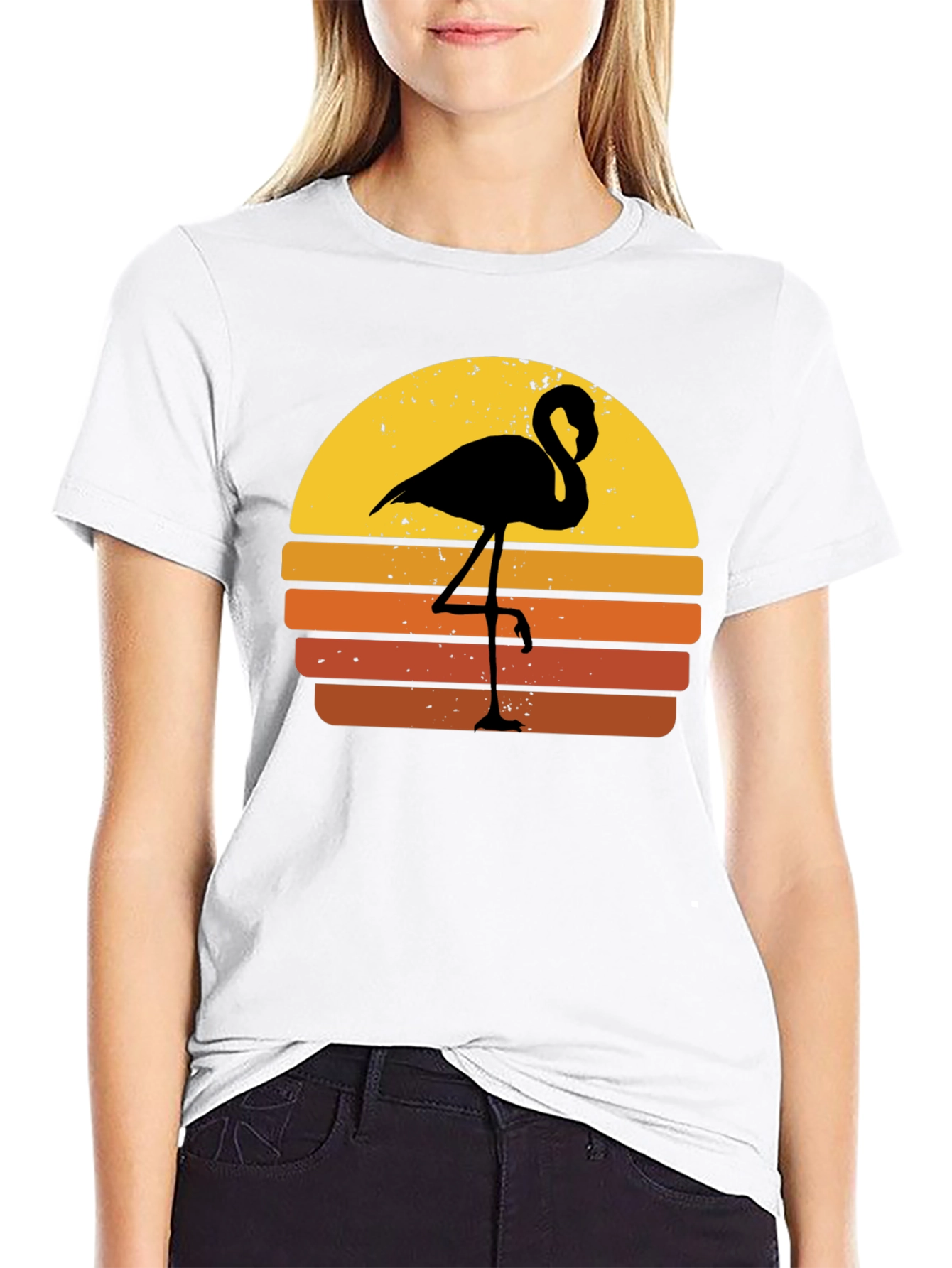 Retro Flamingo Sunset Graphic Tee