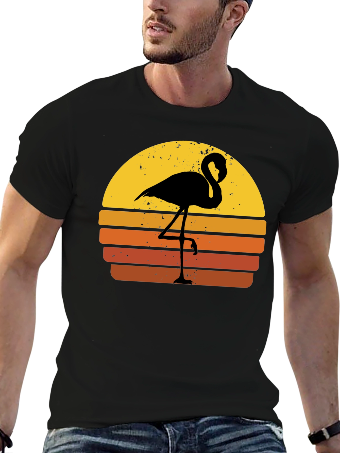 Retro Flamingo Sunset Graphic Tee
