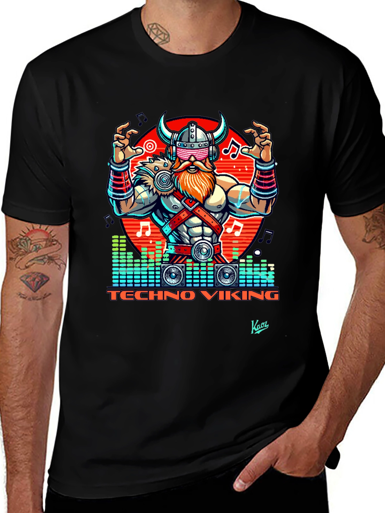 Techno Viking Graphic T-Shirt - EDM Rave Style