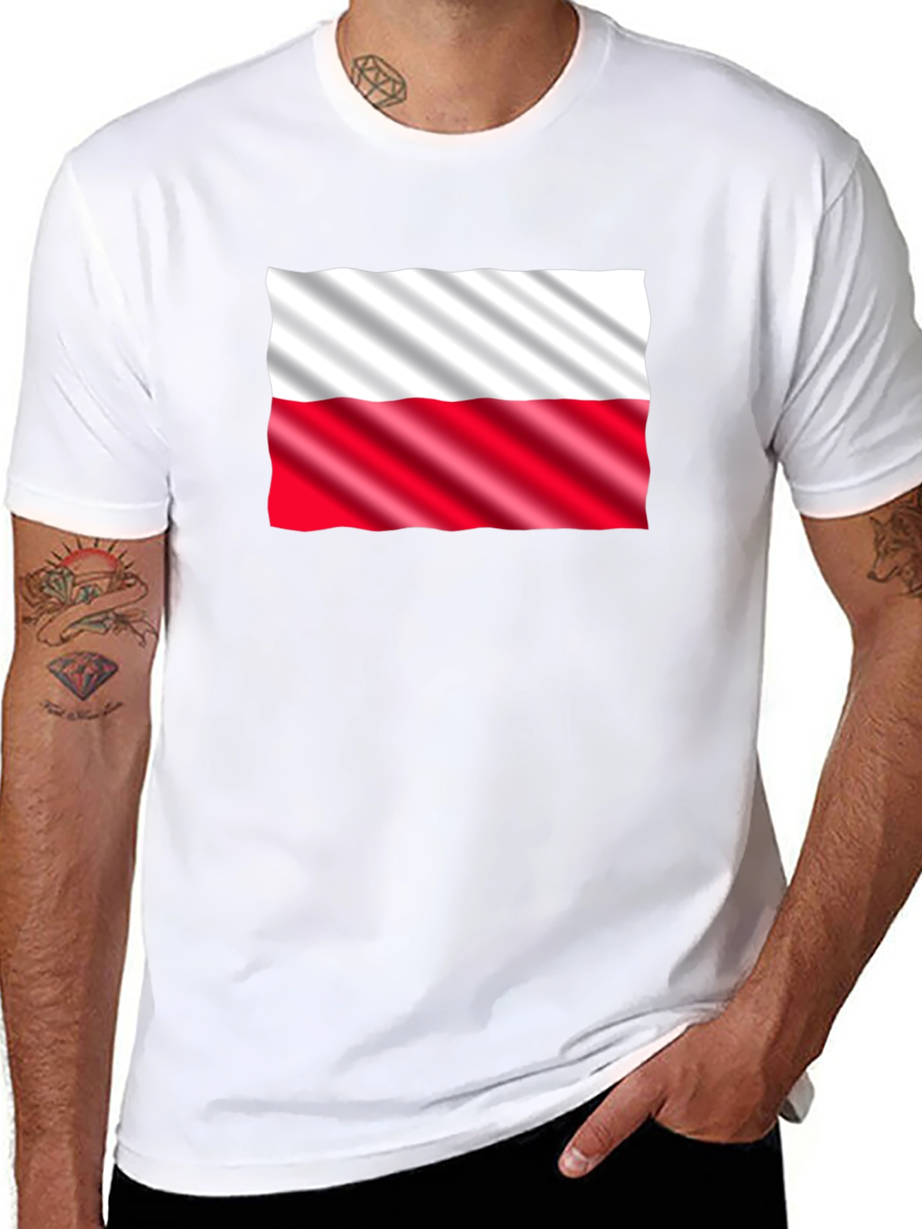 Poland Flag Graphic Print Black T-Shirt