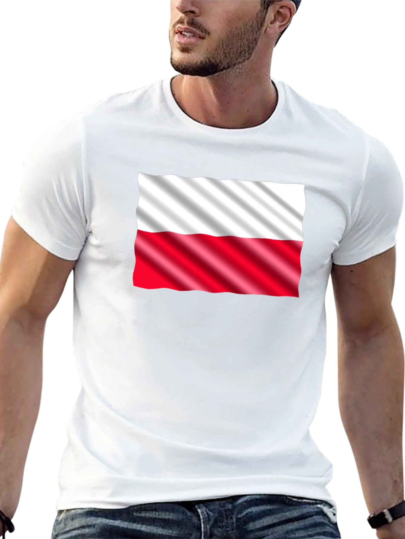 Poland Flag Graphic Print Black T-Shirt