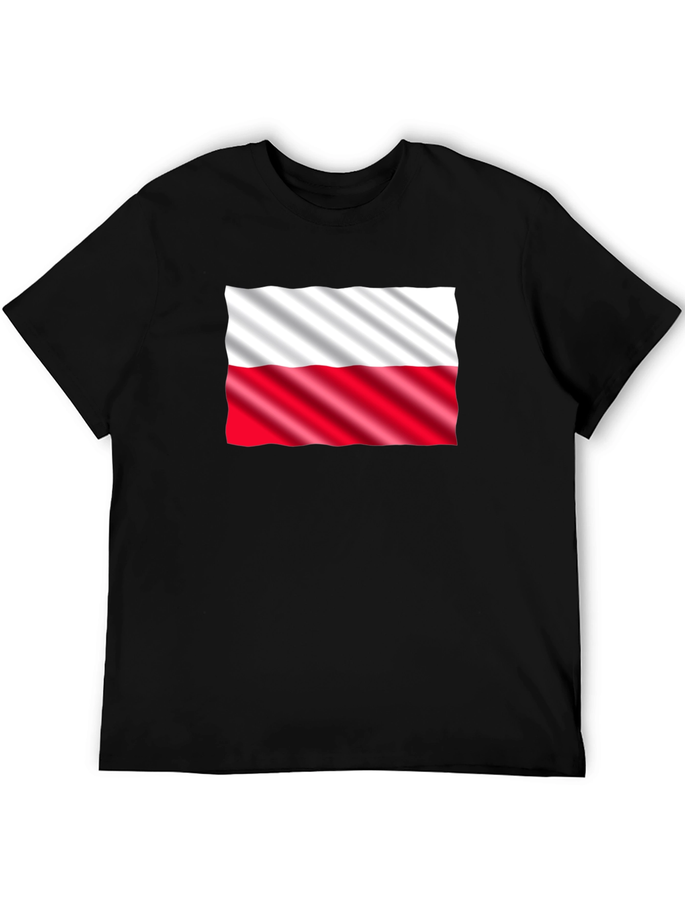 Poland Flag Graphic Print Black T-Shirt