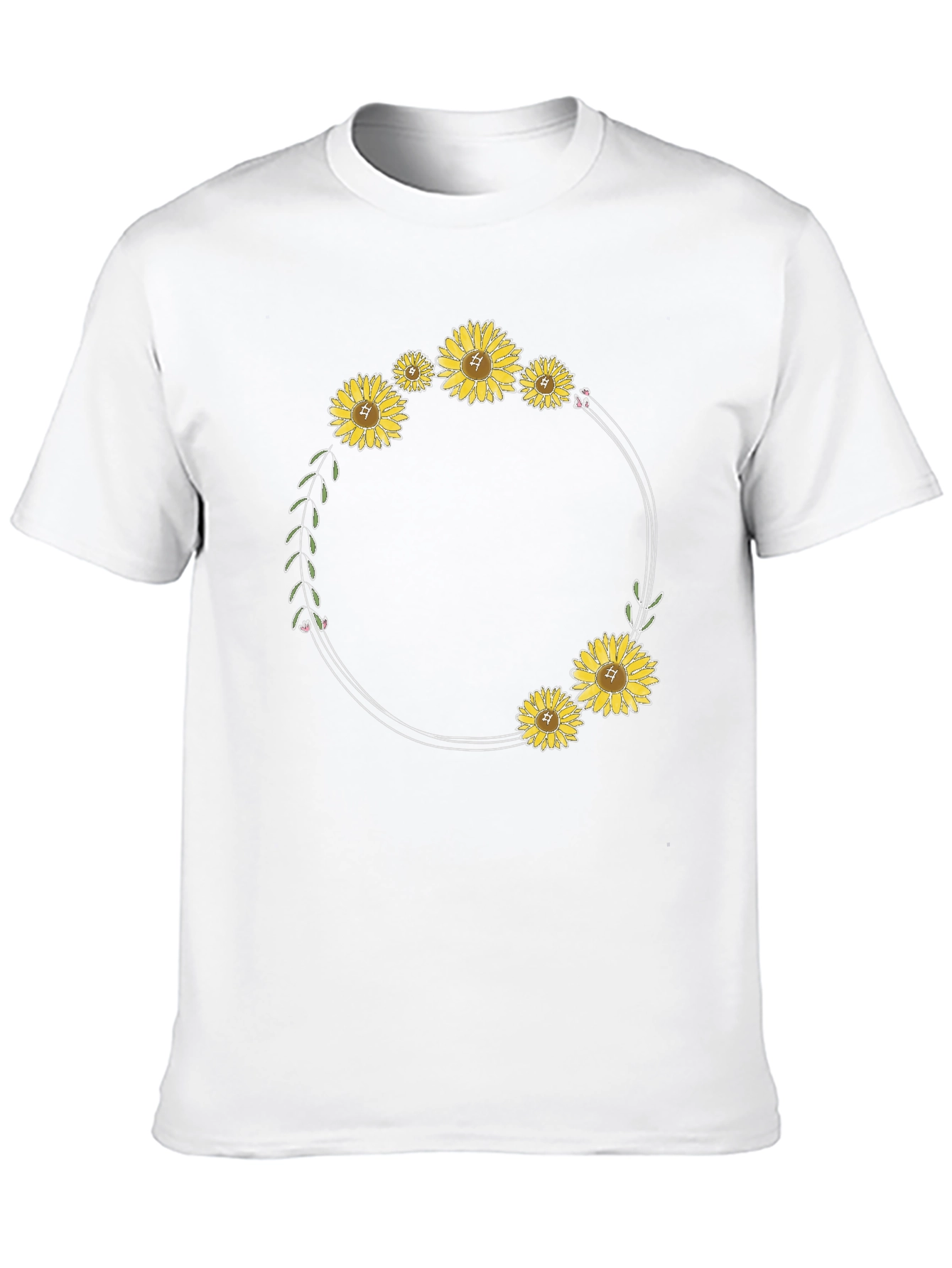 Sunflower Wreath Black T-Shirt