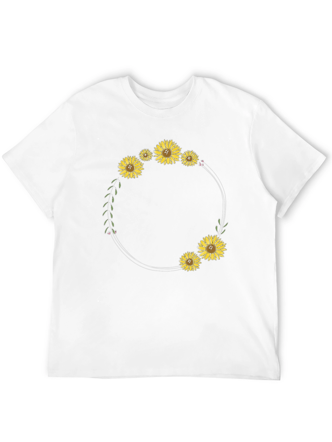 Sunflower Wreath Black T-Shirt