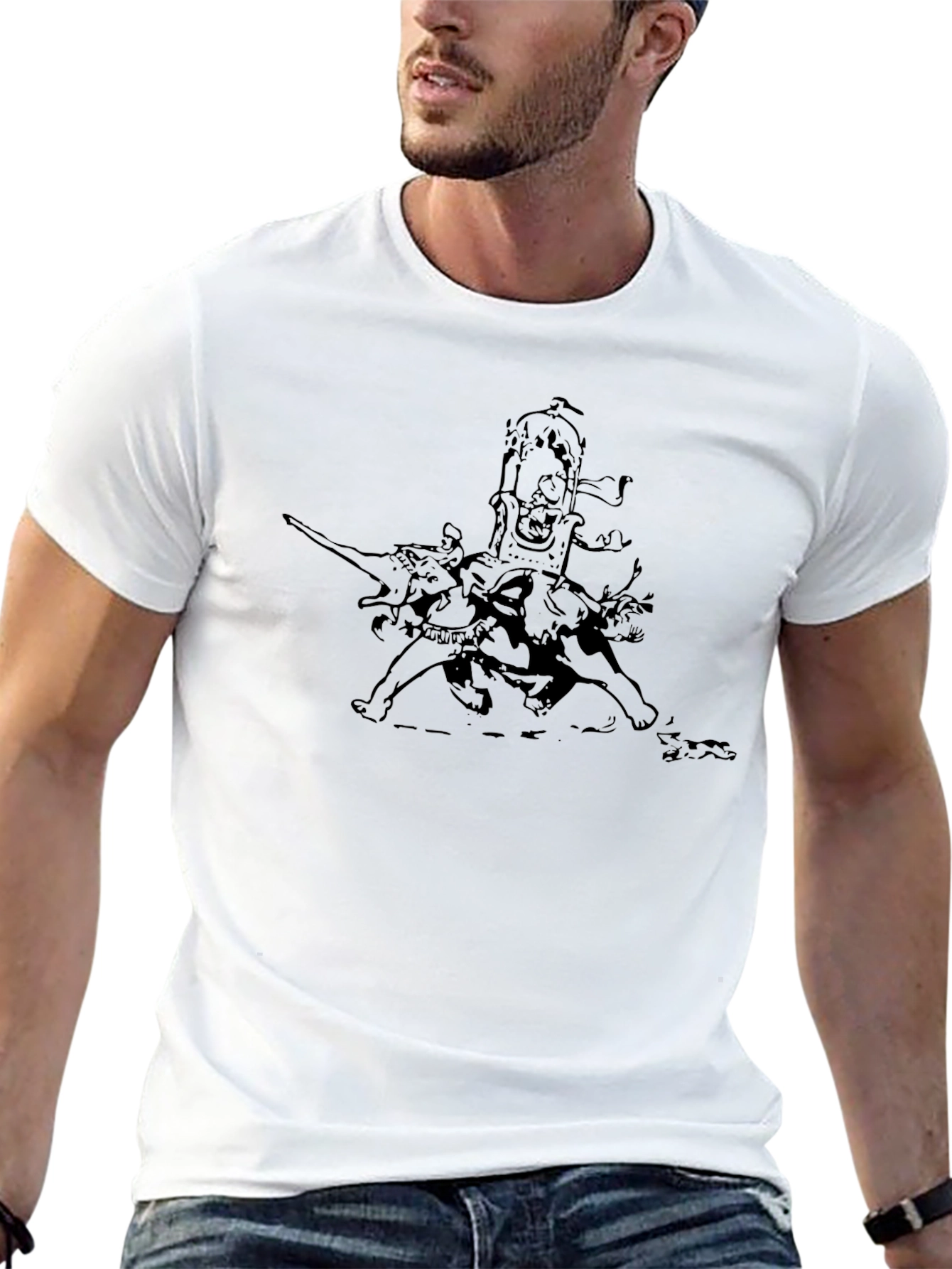Black T-Shirt with Unique Elephant Graphic