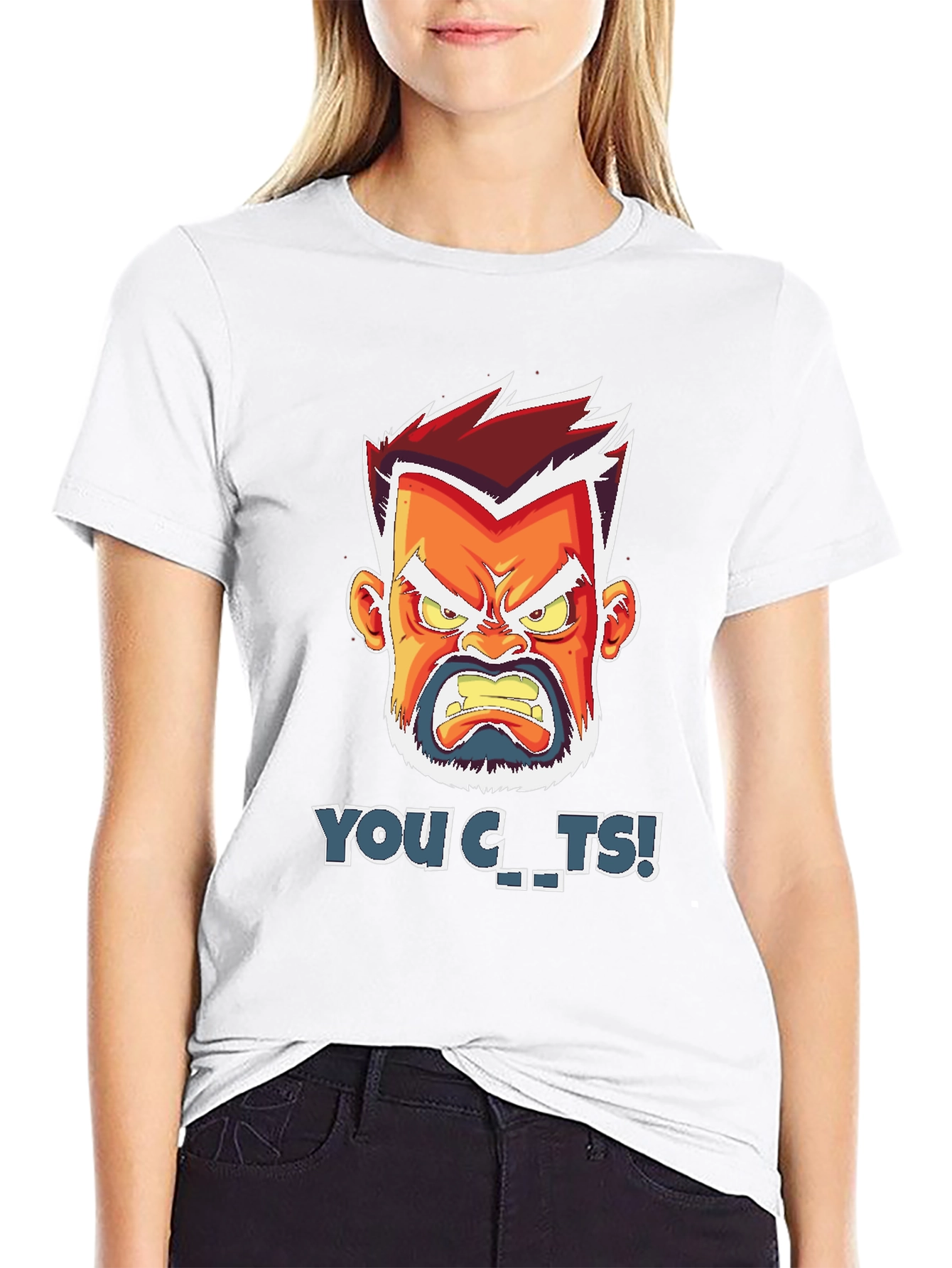 Angry Cartoon Face T-Shirt - You C..ts!