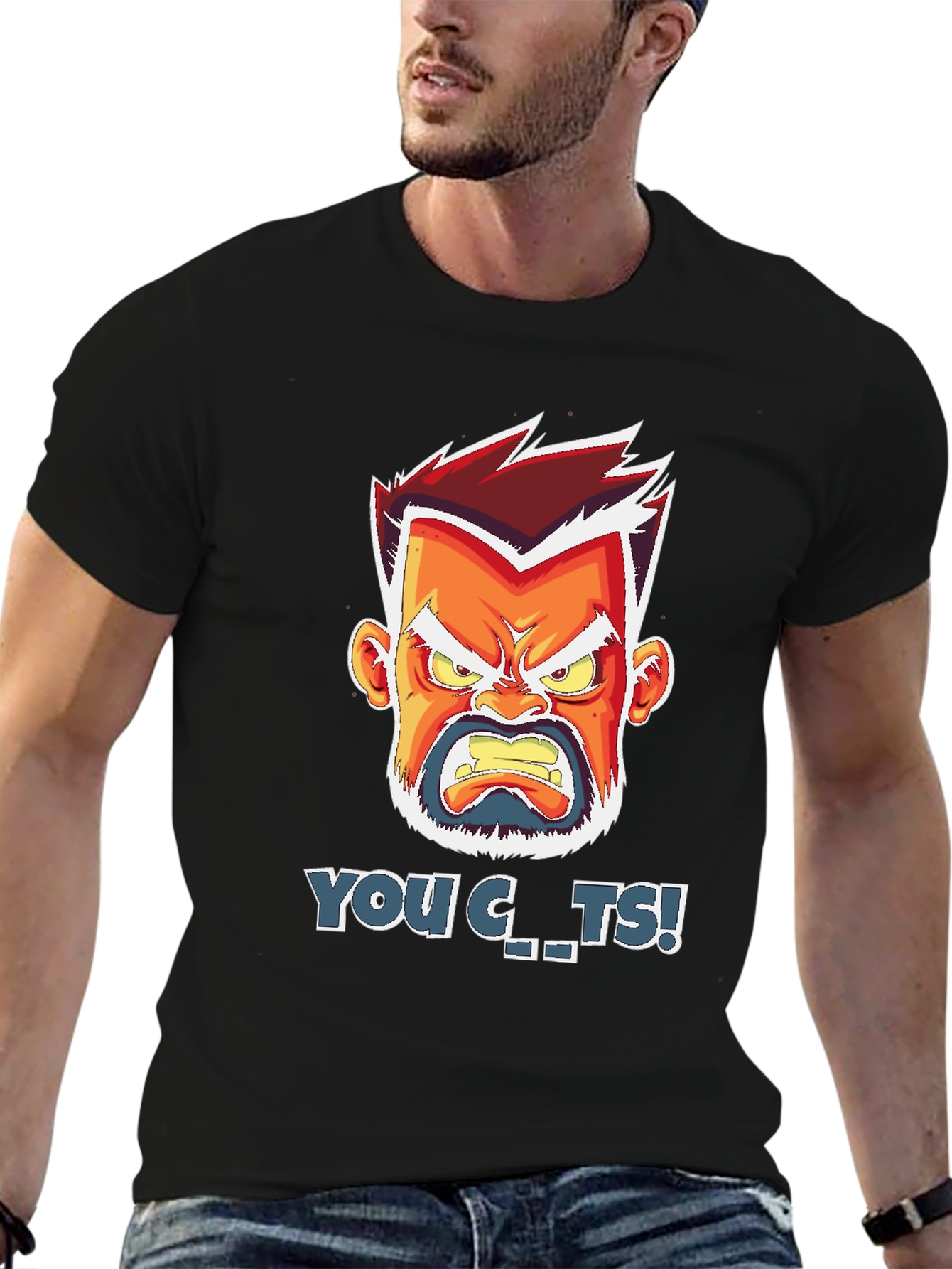 Angry Cartoon Face T-Shirt - You C..ts!