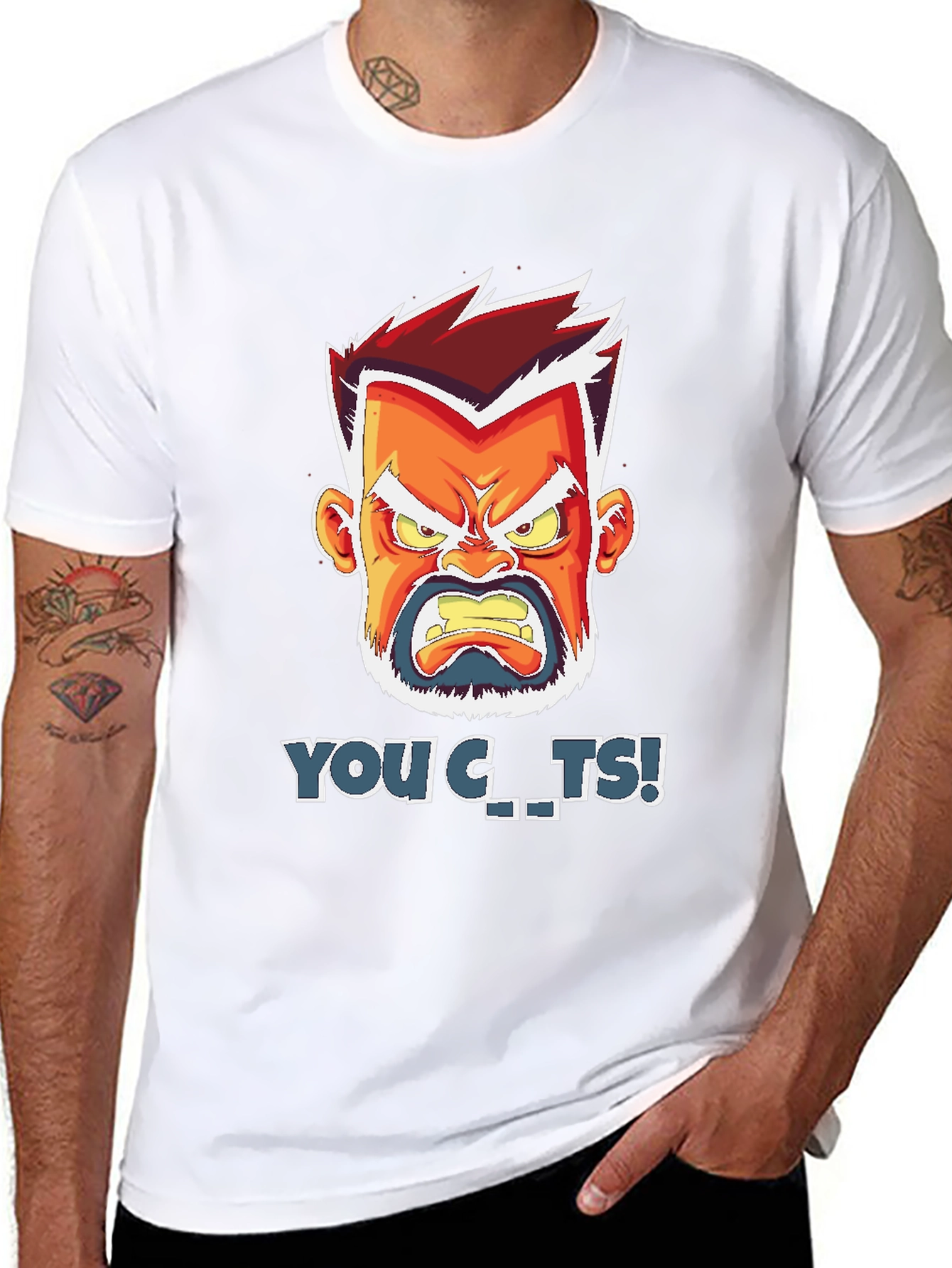 Angry Cartoon Face T-Shirt - You C..ts!