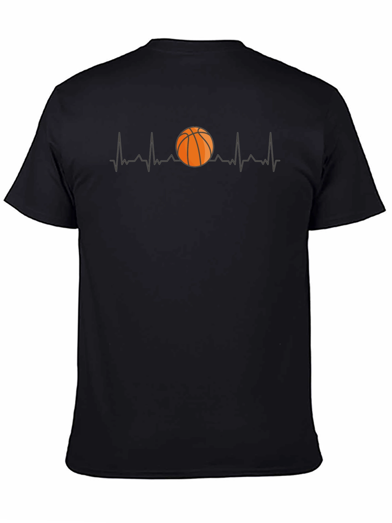Basketball Heartbeat Graphic Tee - Black Cotton