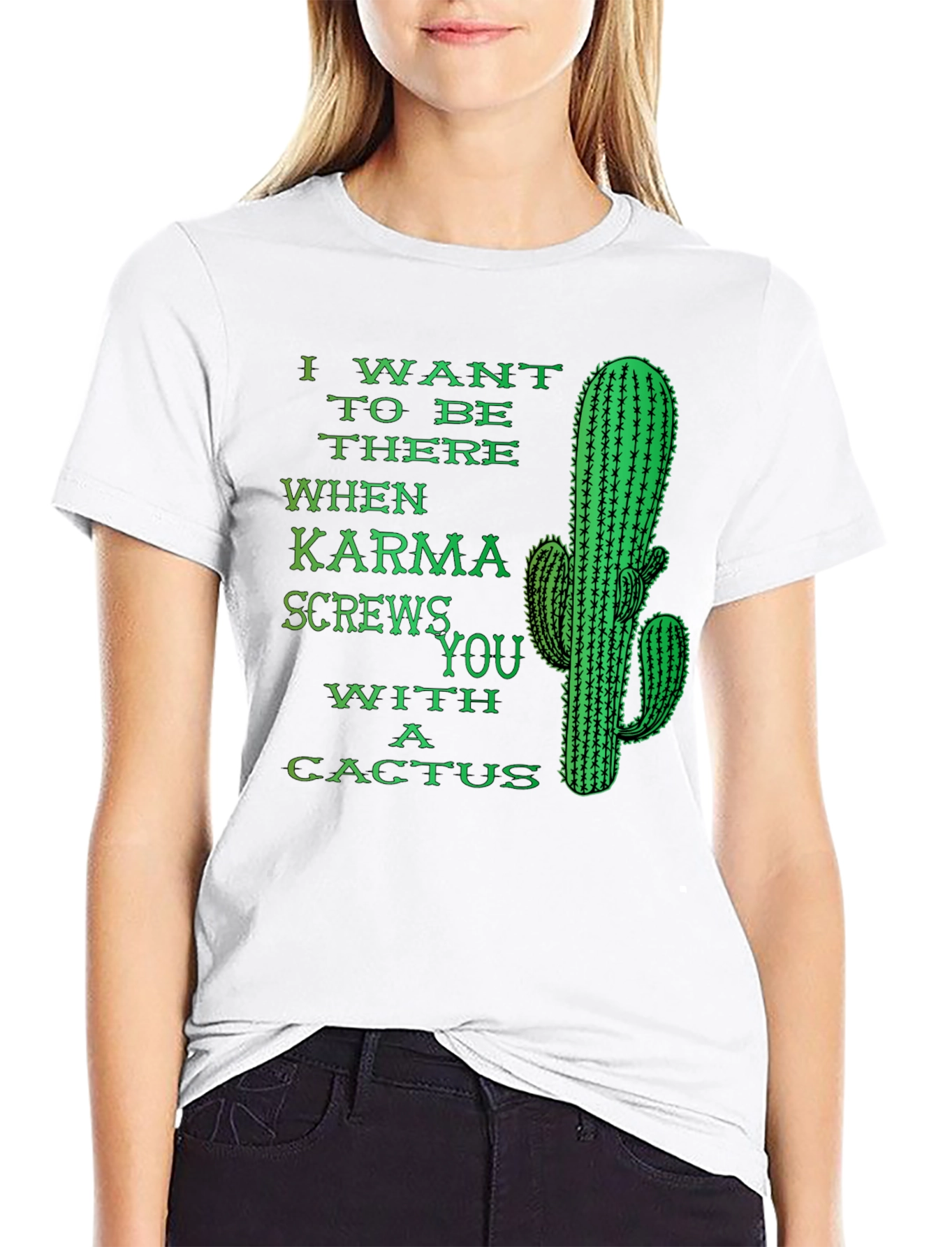 Karma Cactus Funny Novelty Humor Graphic T-Shirt