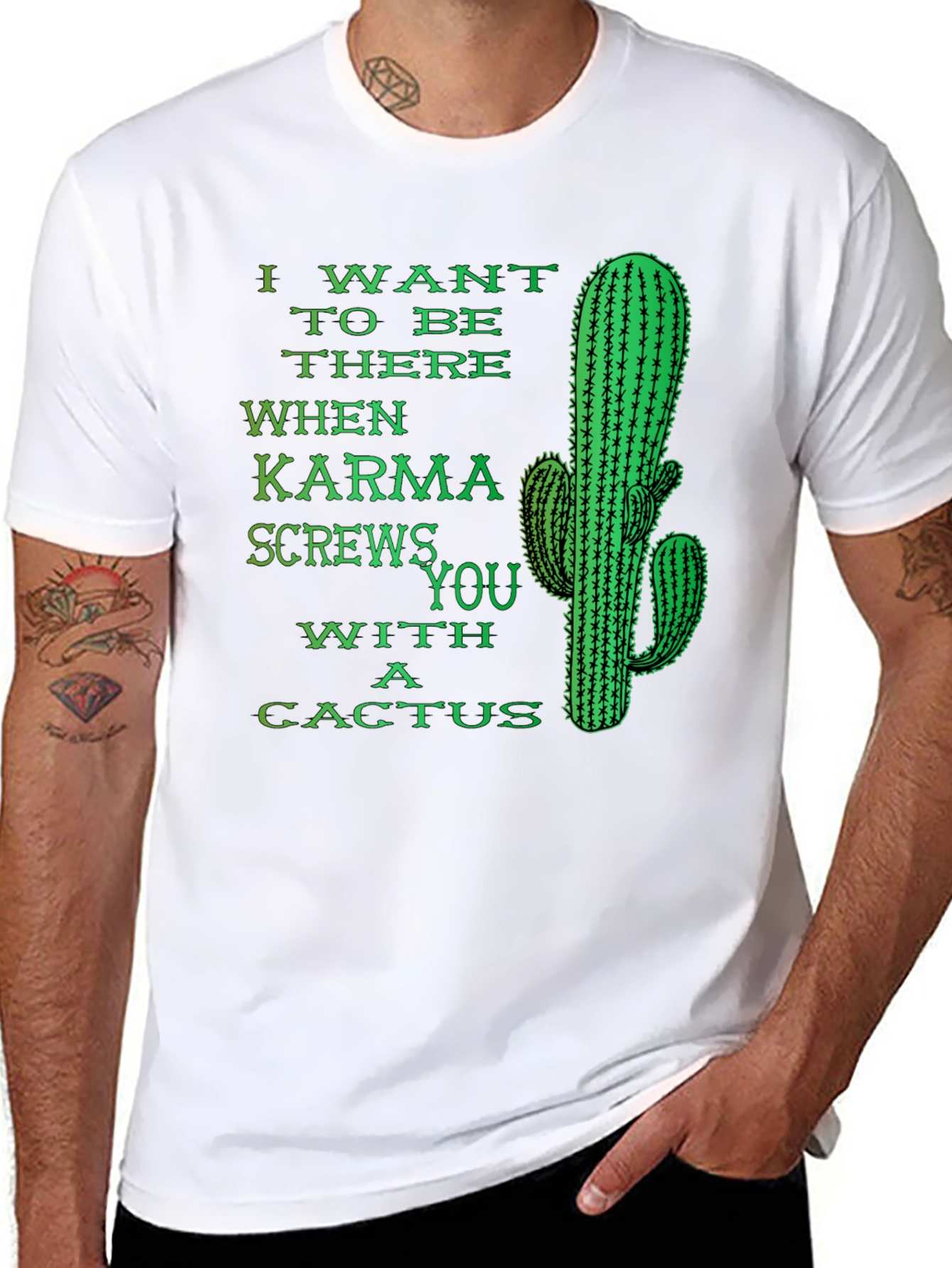 Karma Cactus Funny Novelty Humor Graphic T-Shirt