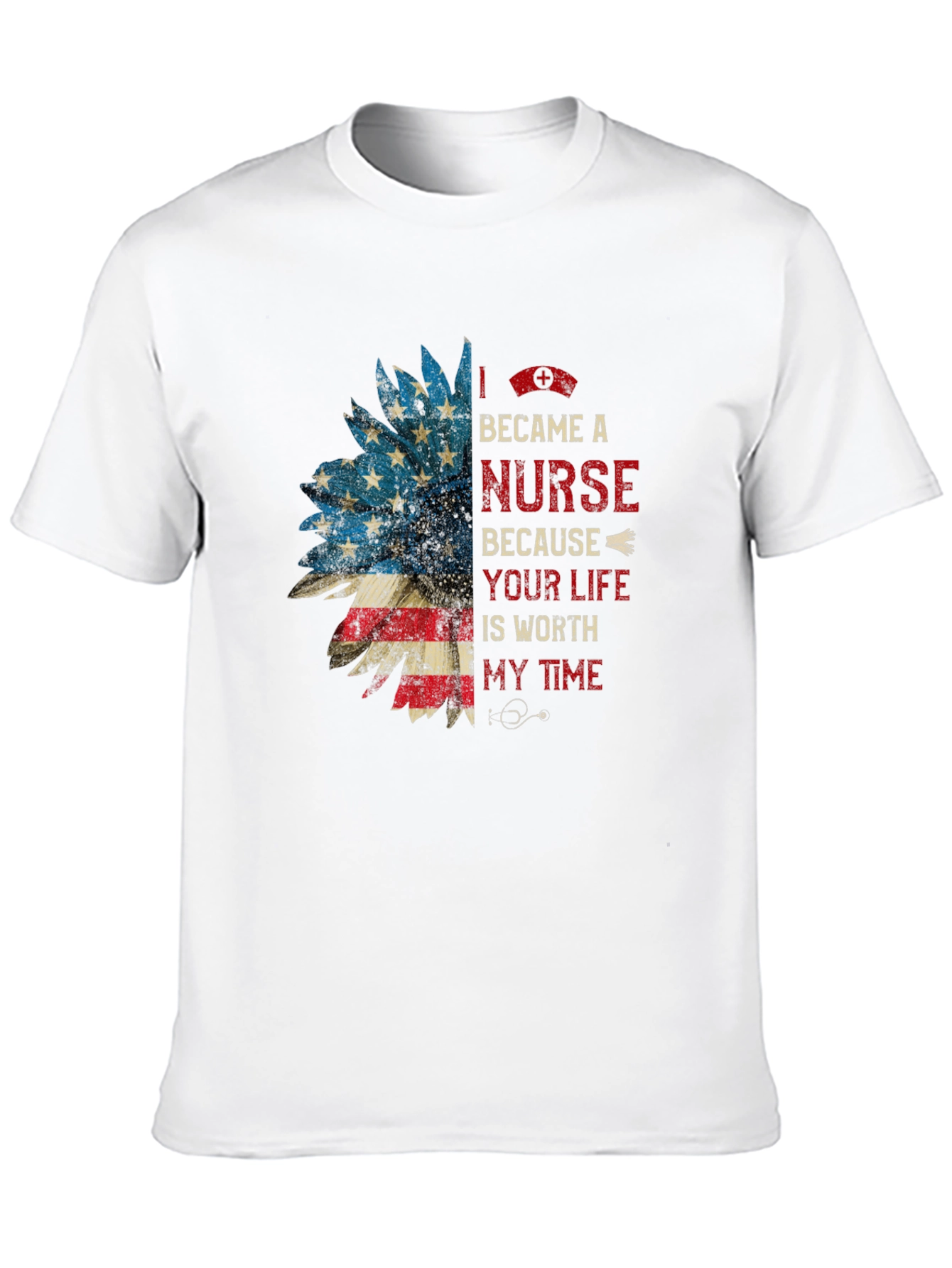 Nurse Sunflower T-Shirt Patriotic