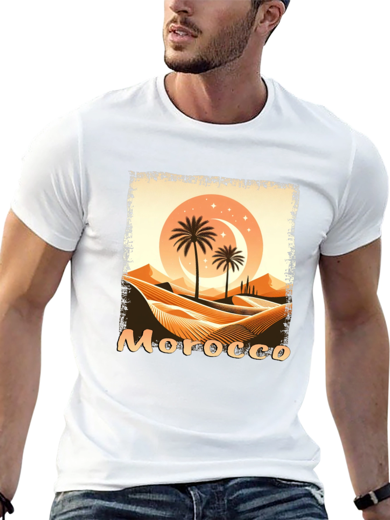 Morocco Desert Palm Tree Graphic T-Shirt