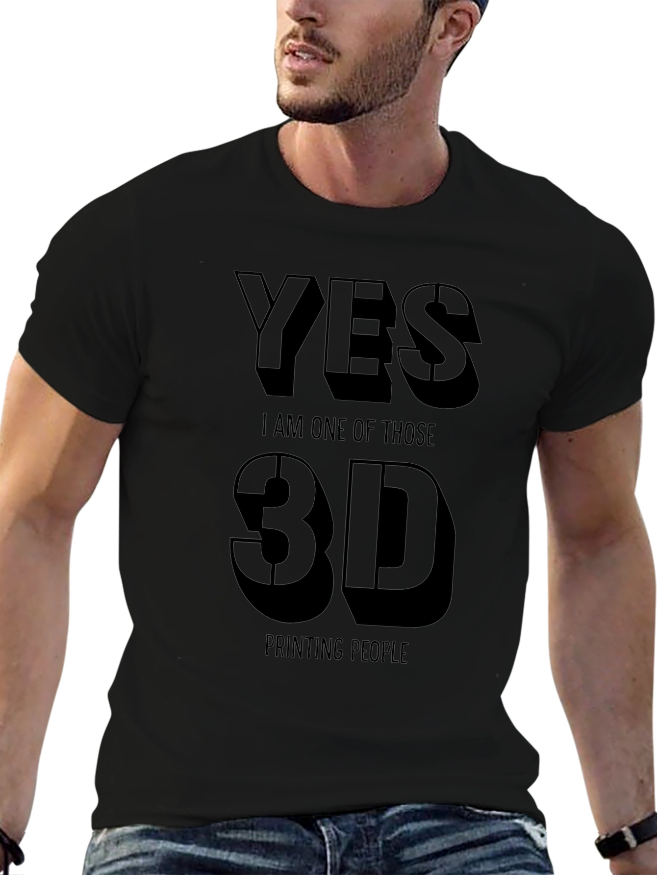 Yes 3D Printing People Black T-Shirt