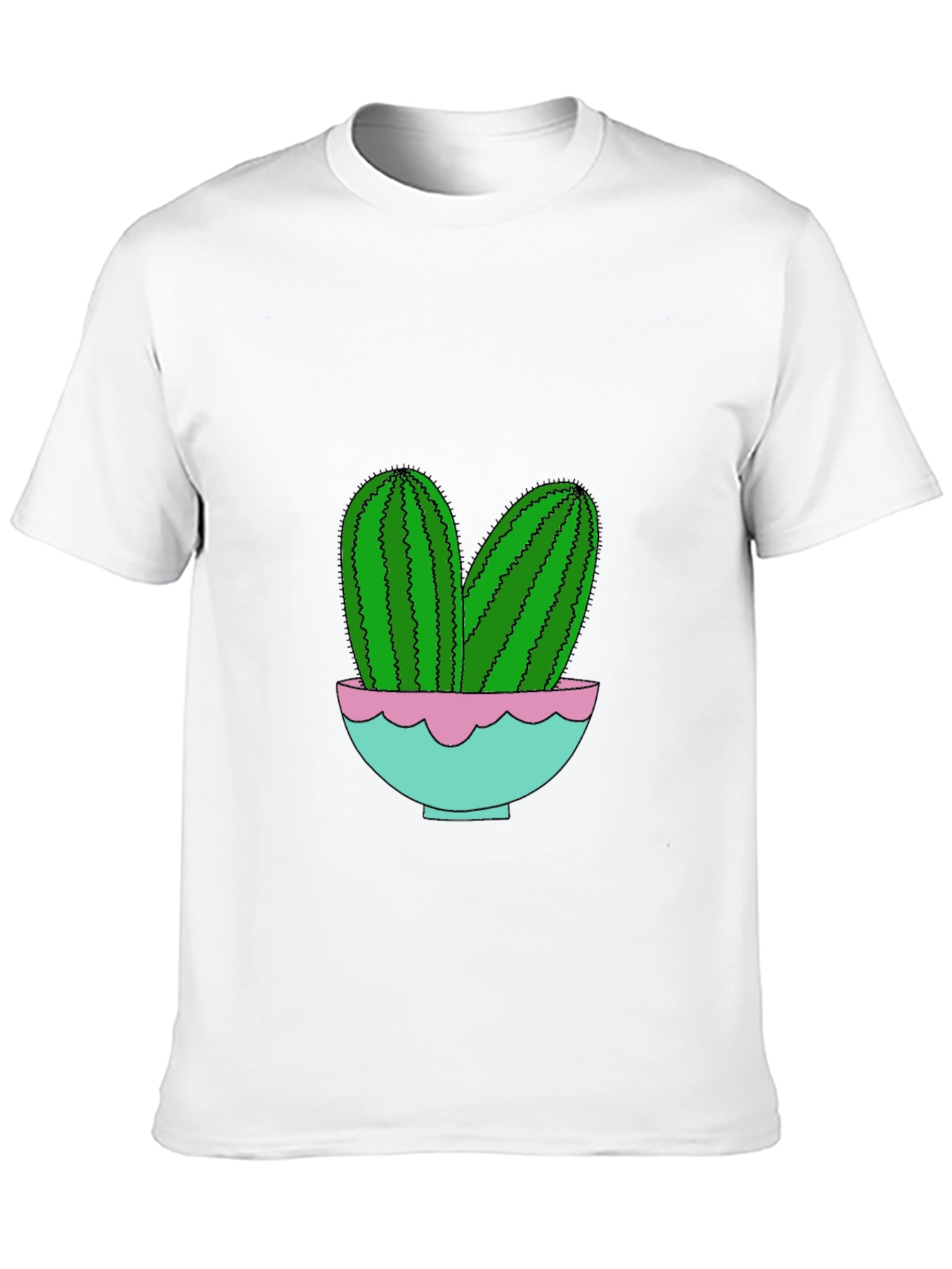 Cactus in Pot Graphic Tee - Trendy Black T-Shirt