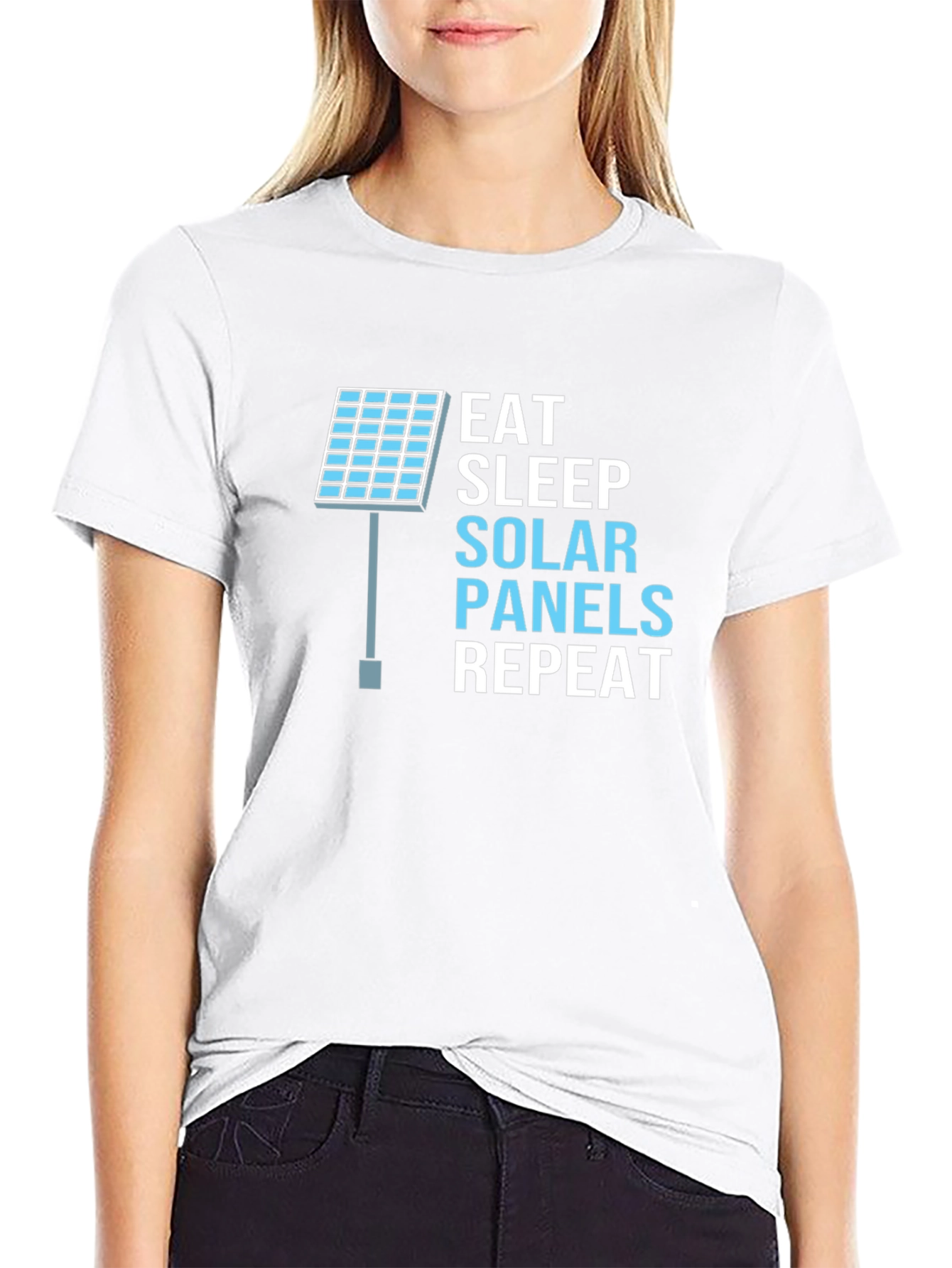 Eat Sleep Solar Panels Repeat Black T-Shirt