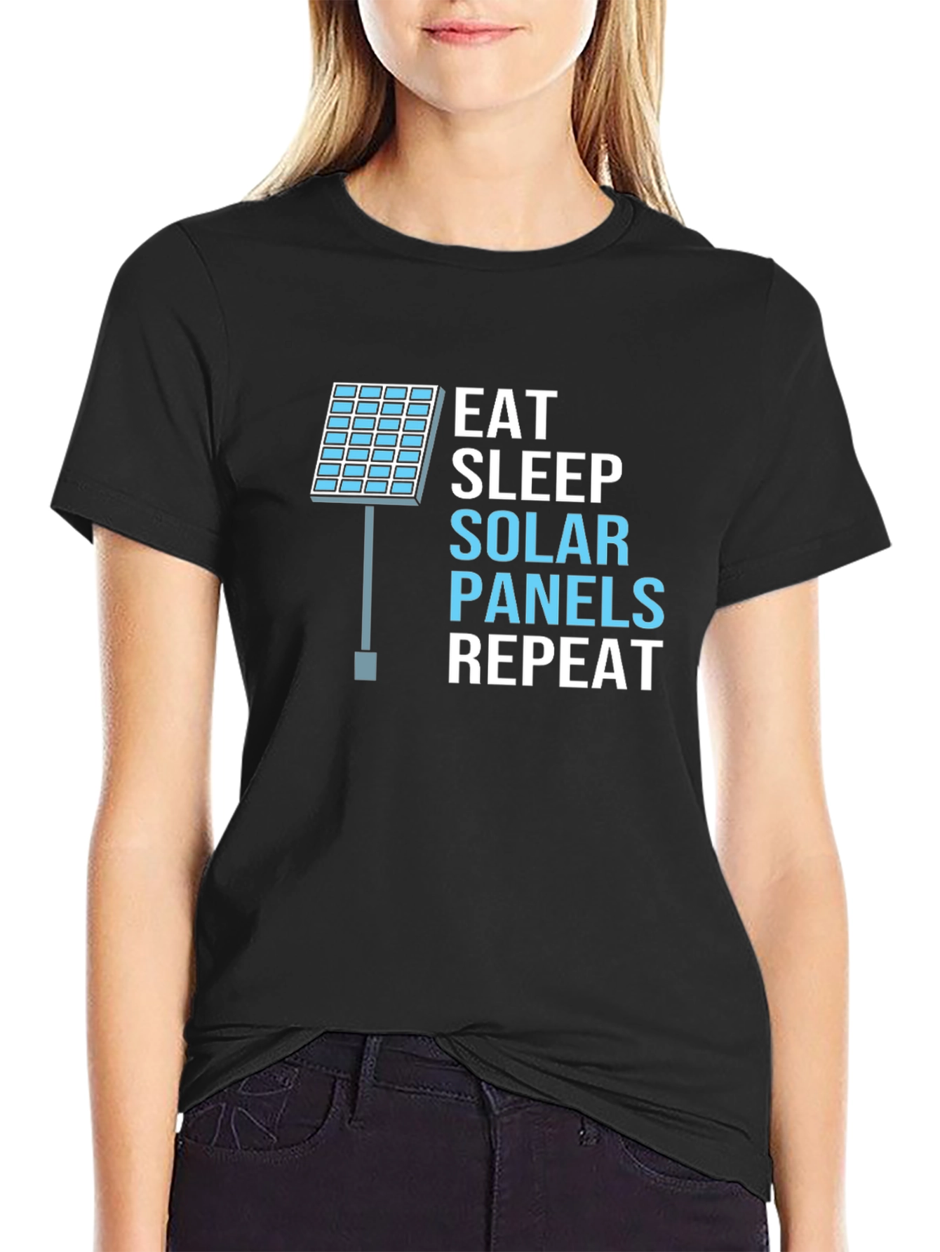 Eat Sleep Solar Panels Repeat Black T-Shirt